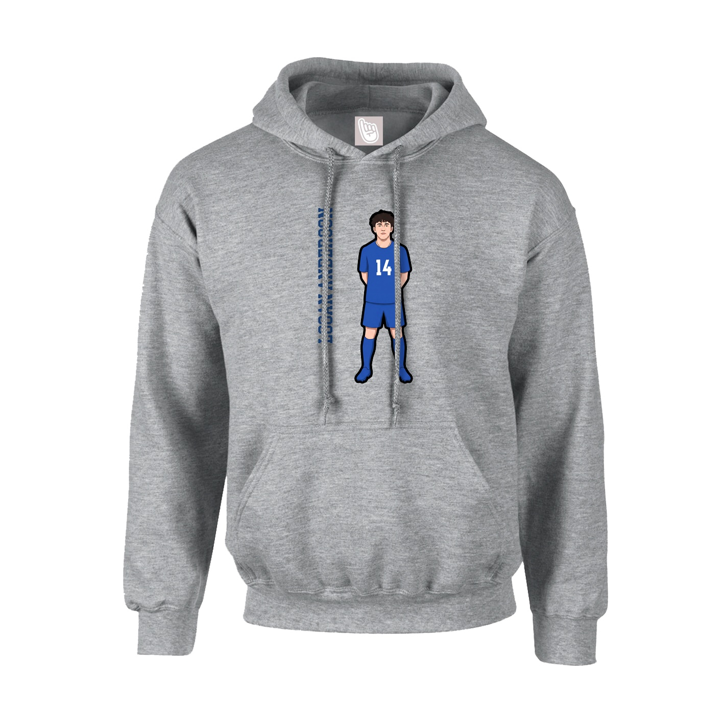 Youth Hoodie — Name Vertical in Grey