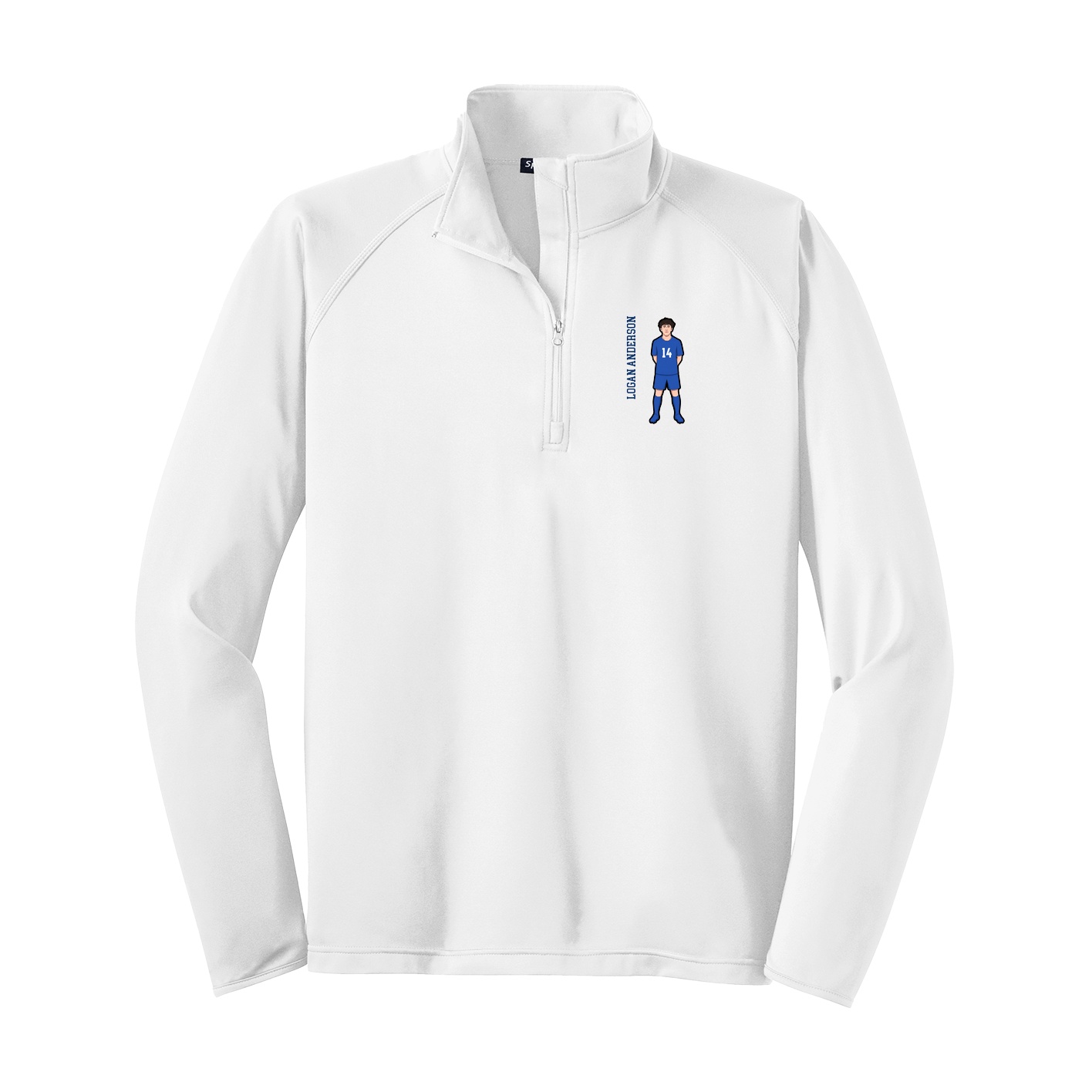 Q-Zip Pullover — Name Vertical in White