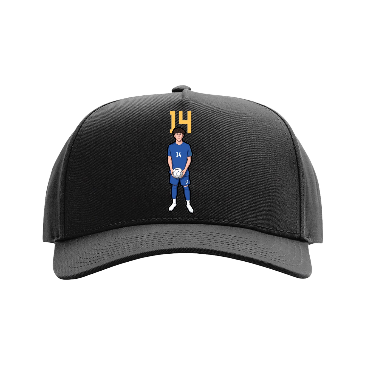 Full Fabric Five-Panel Champ Cap — Number Top in Black