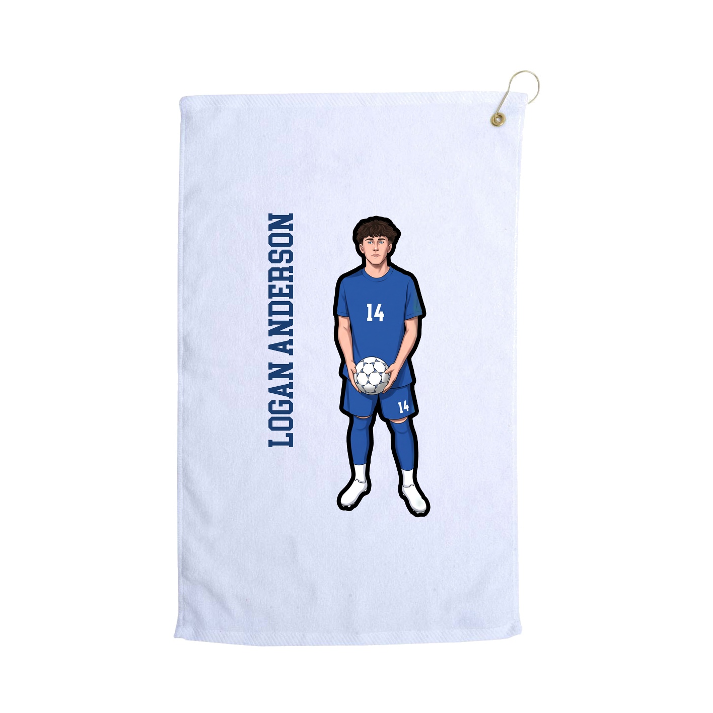 Golf Towel — Name Vertical in White