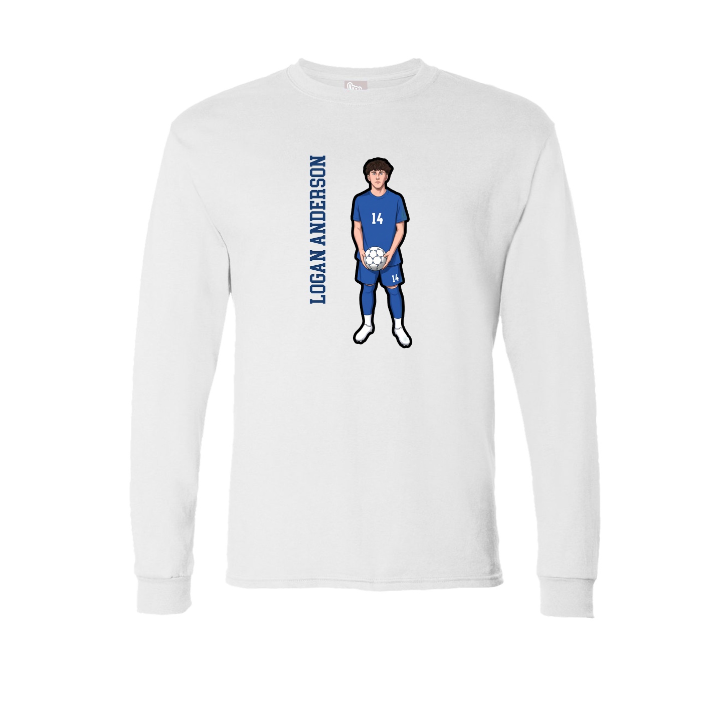 Long Sleeve Tee — Name Vertical in White