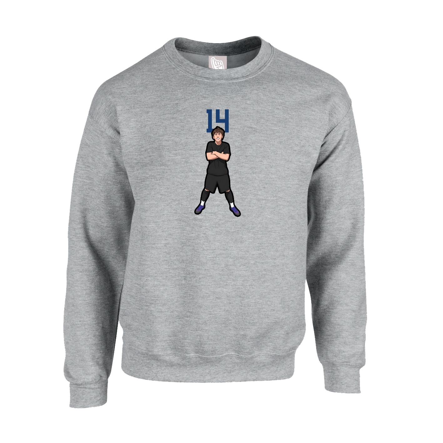 Fleece Crew — Number Top in Grey
