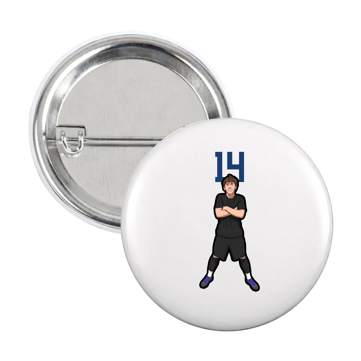 Game Day Button — Number Top in White