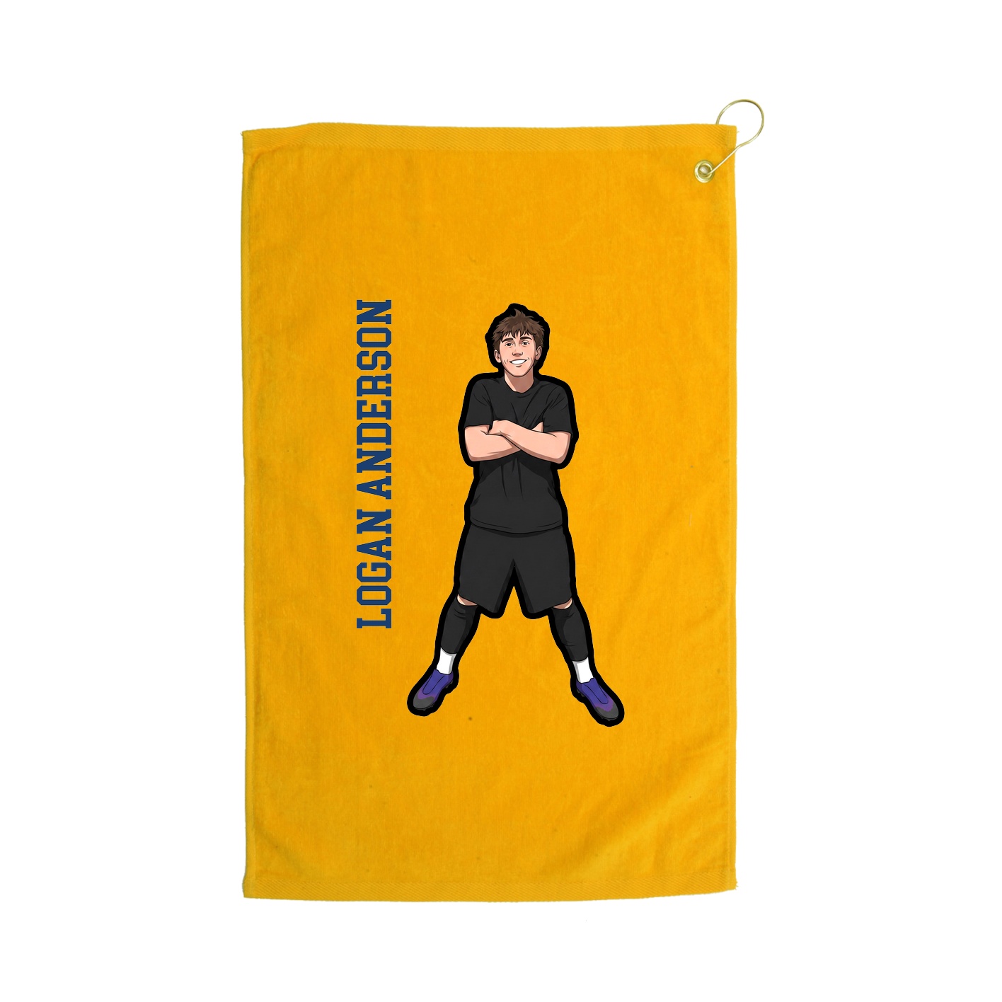 Golf Towel — Name Vertical in Gold