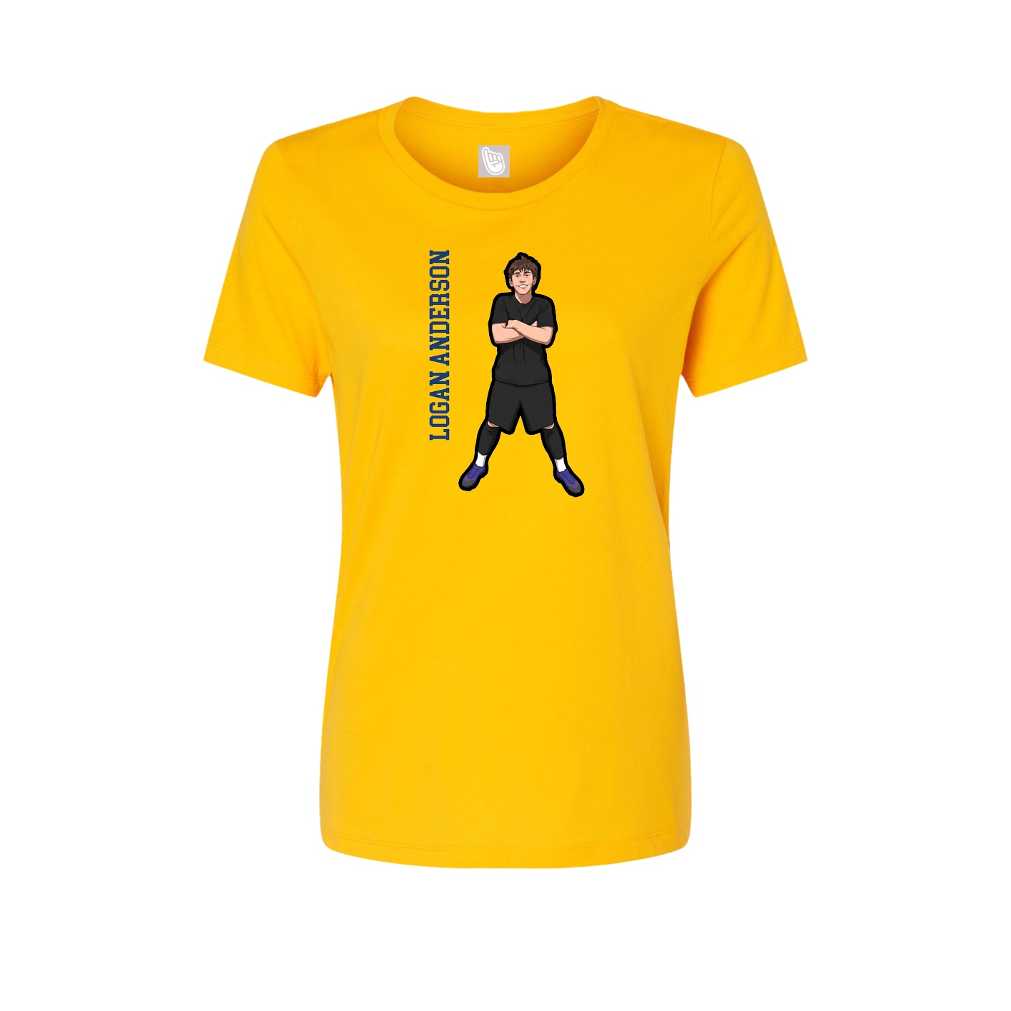 Womens Tee — Name Vertical in Gold