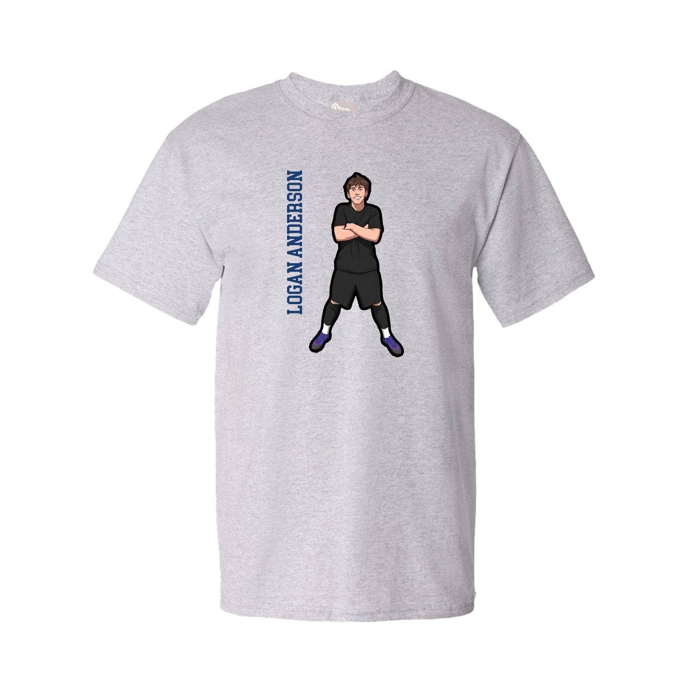 Youth Tee — Name Vertical in Grey