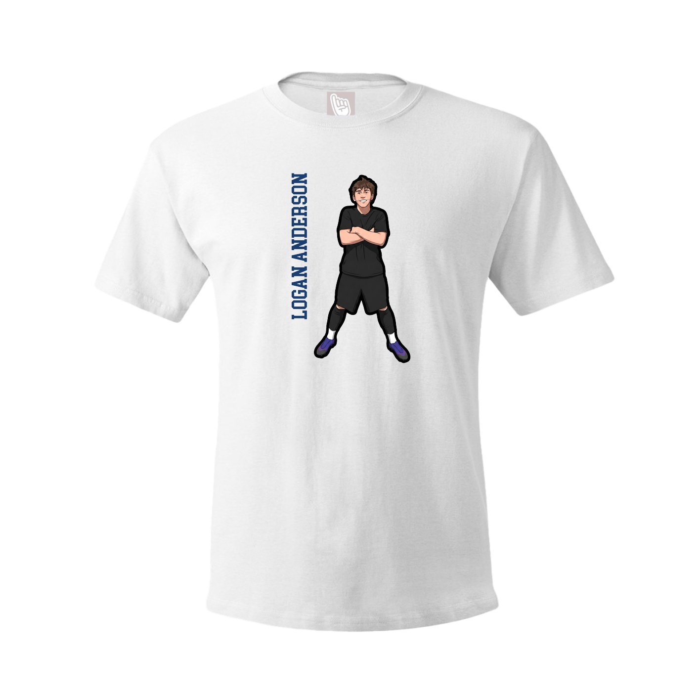 Youth Tee — Name Vertical in White