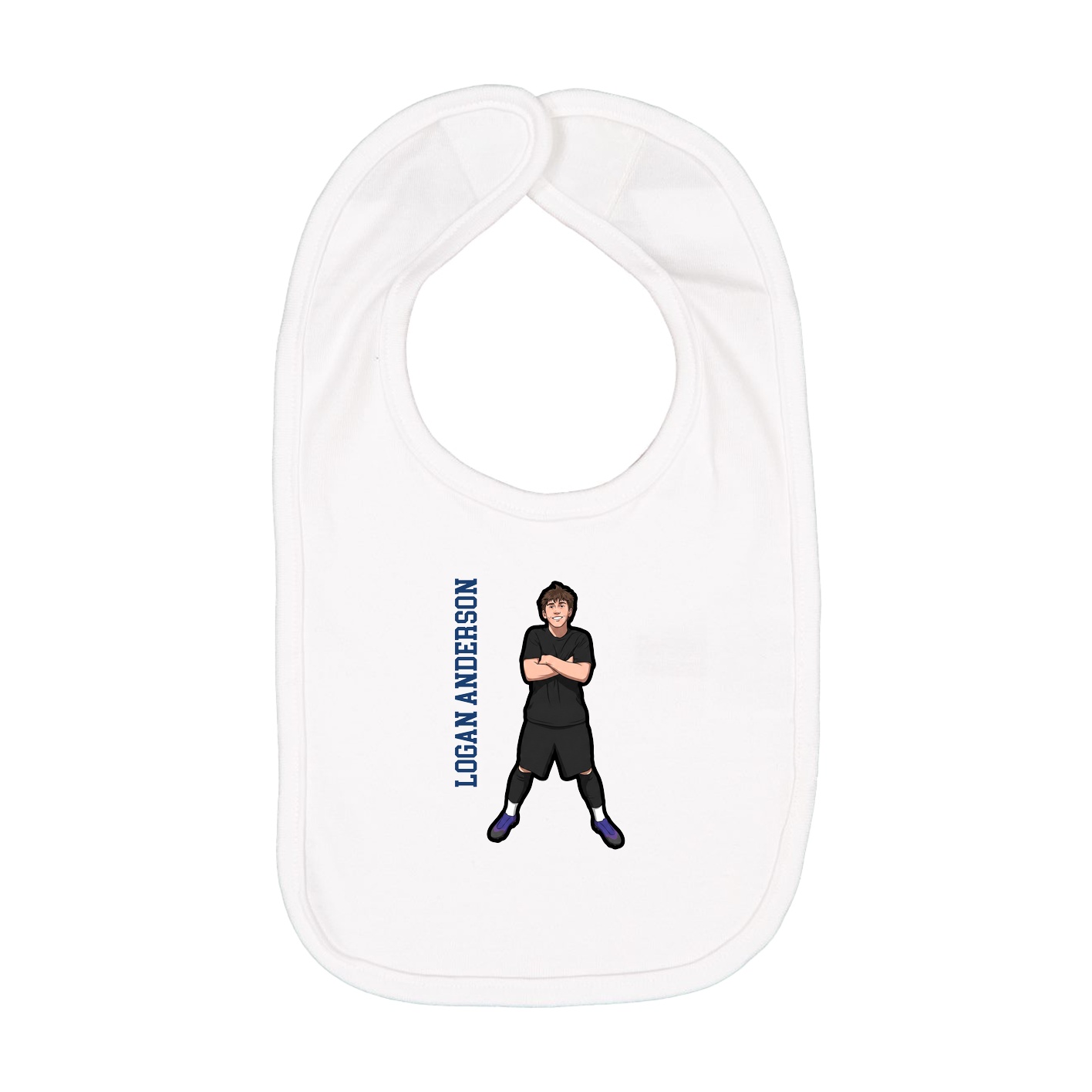 Infant Bib — Name Vertical in White