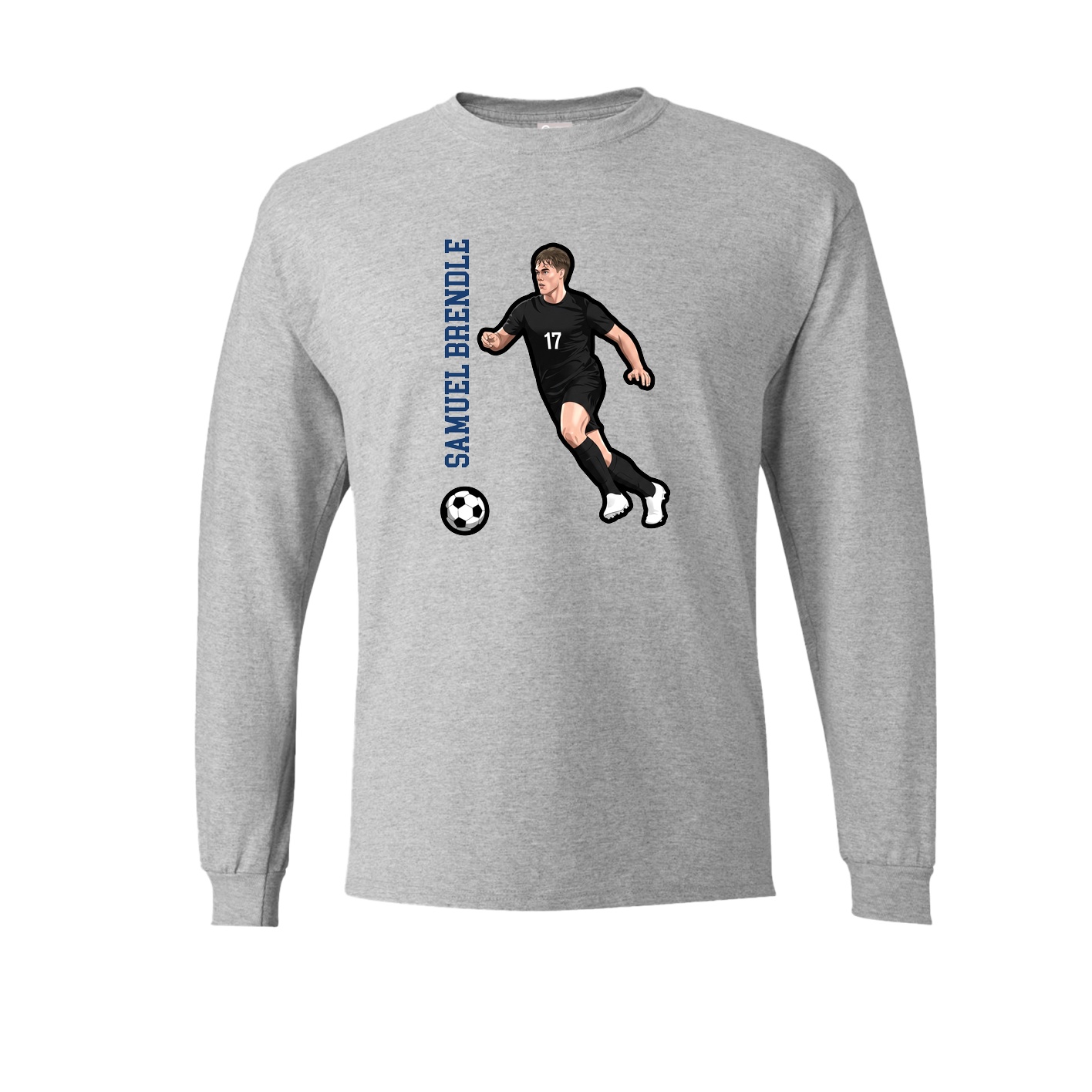 Long Sleeve Tee — Name Vertical in Grey