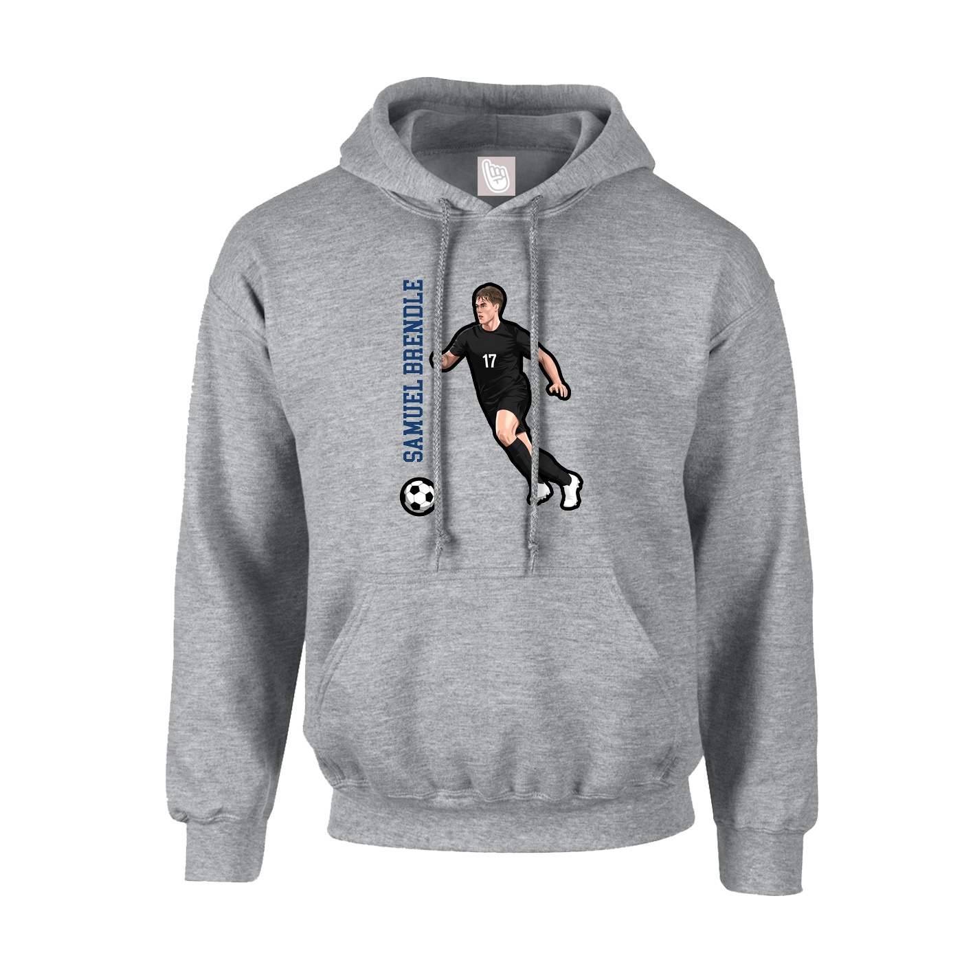 Youth Hoodie — Name Vertical in Grey