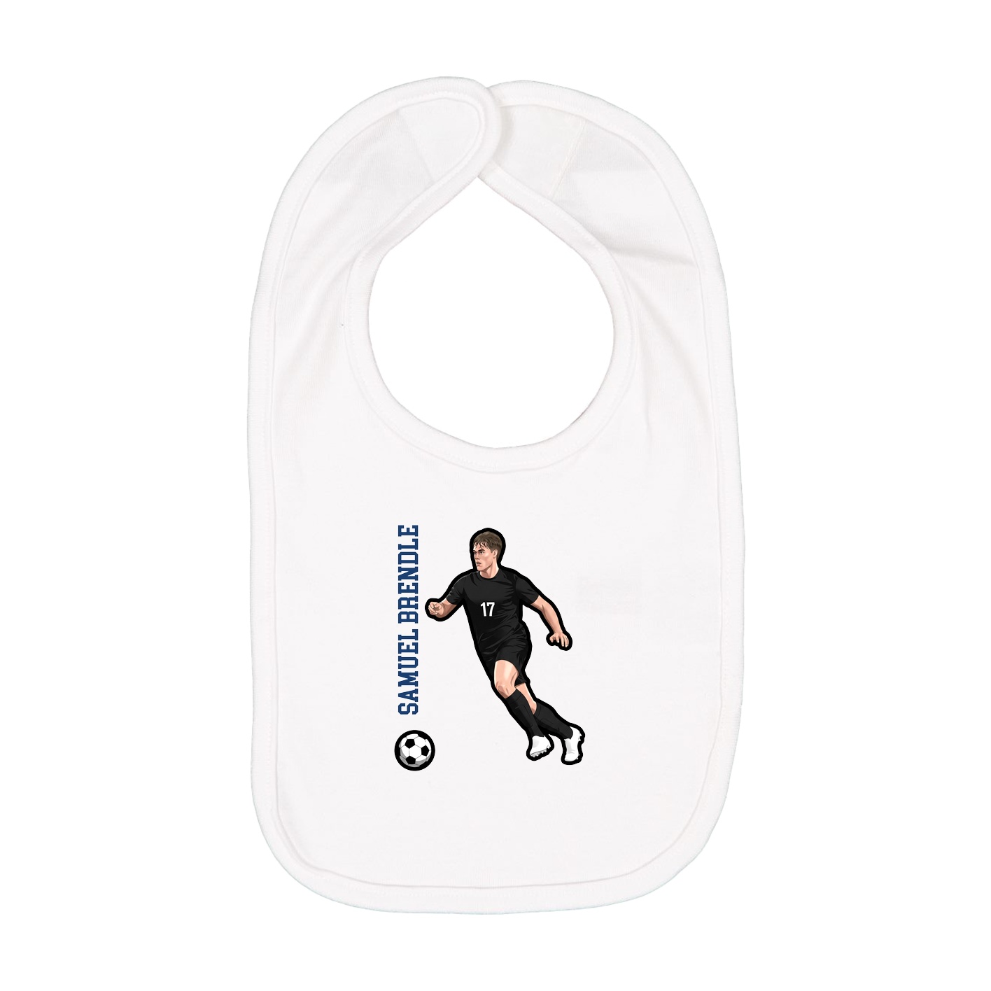 Infant Bib — Name Vertical in White