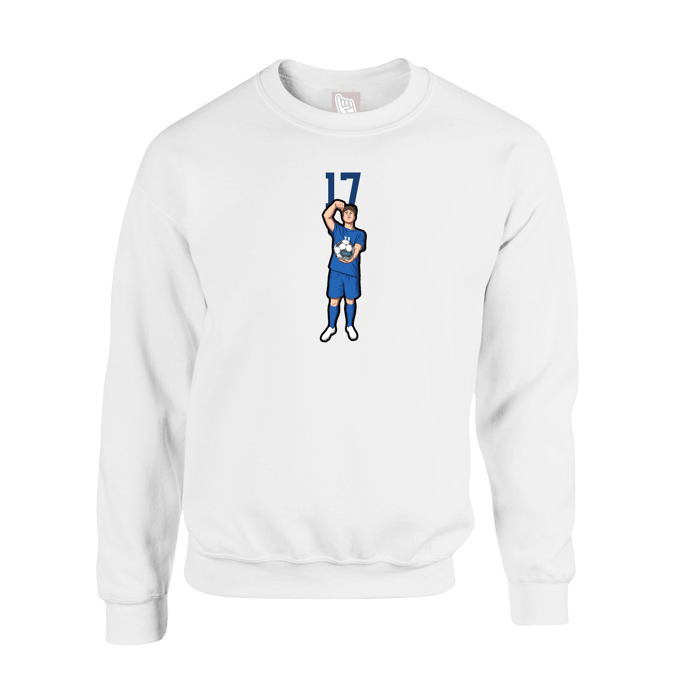 Fleece Crew — Number Top in White