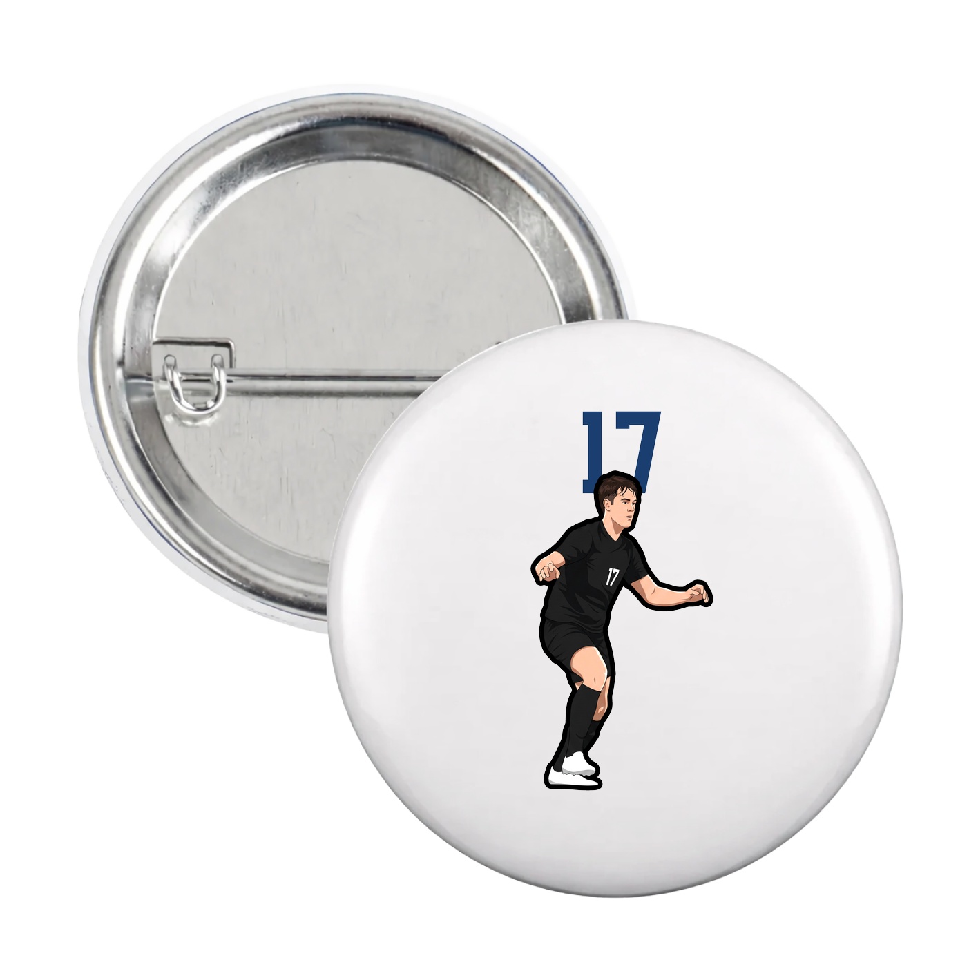 Game Day Button — Number Top in White