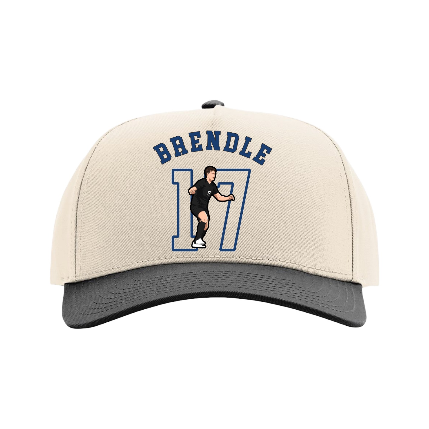 Full Fabric Five-Panel Champ Cap — Shirsey Arch in Cream/Black