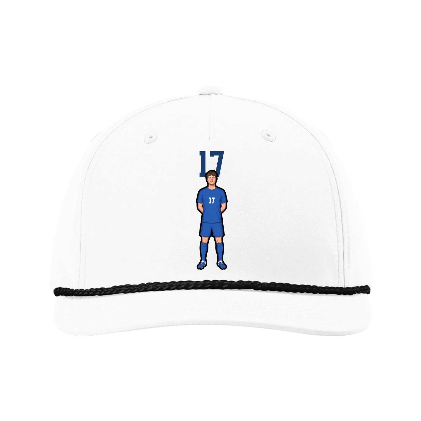 Five-Panel Classic Rope Cap — Number Top in White