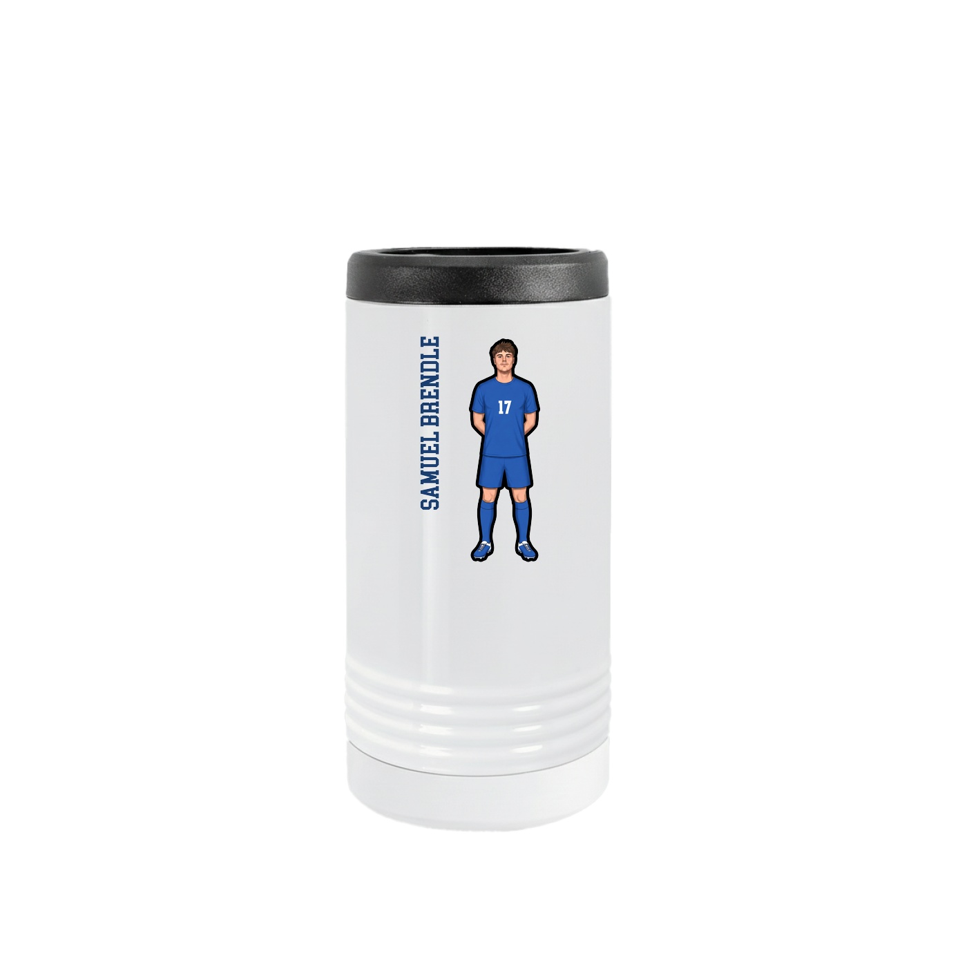 Slim Beverage Holder — Name Vertical in White