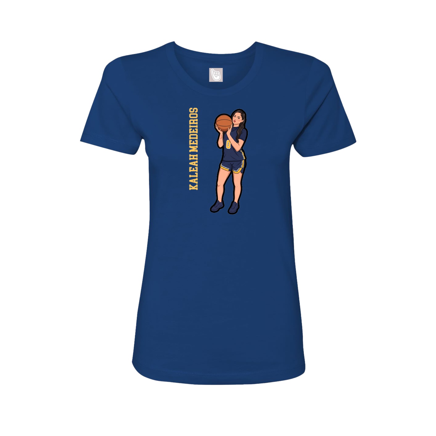 Fitted Women's Tee — Name Vertical in Royal