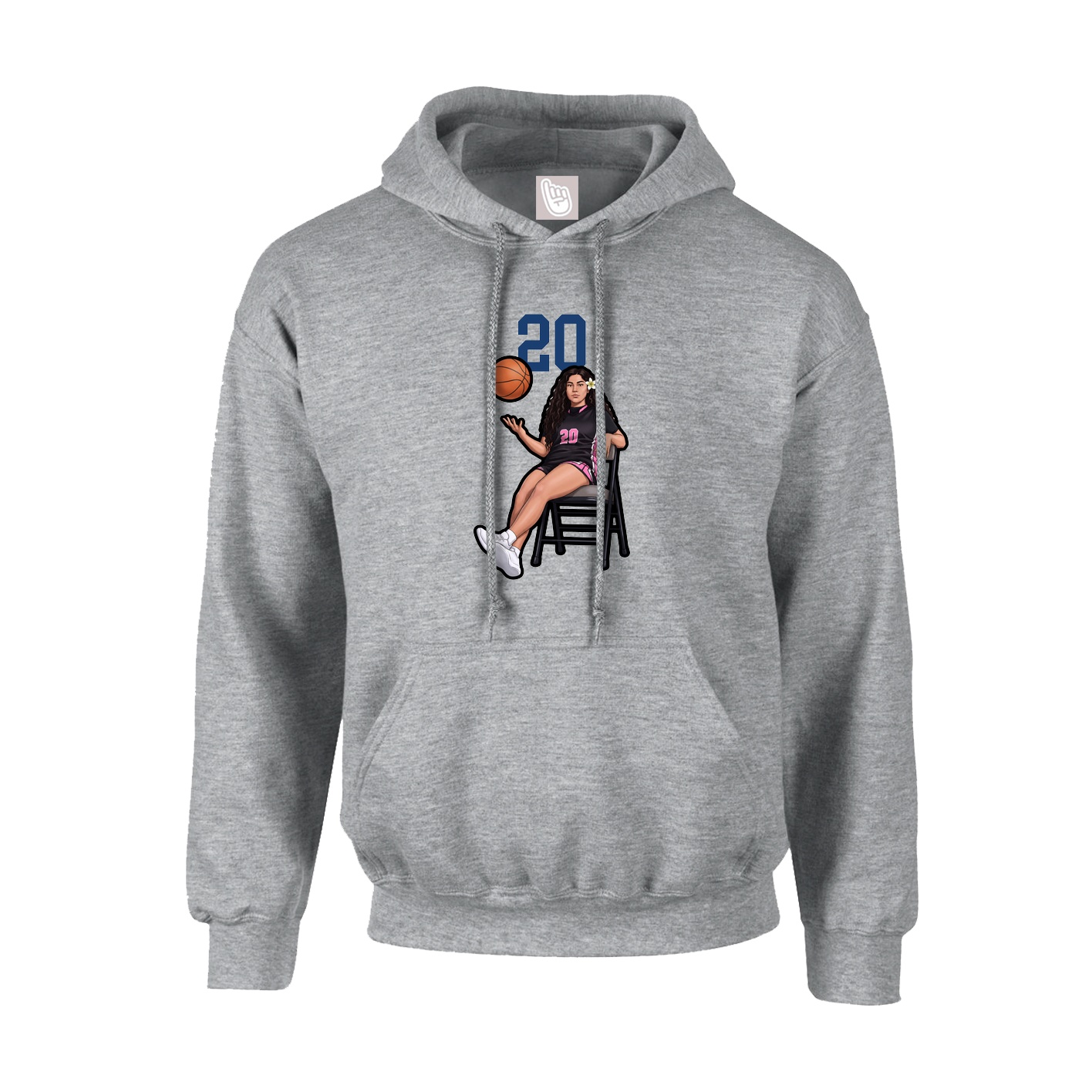 Hoodie — Number Top in Grey