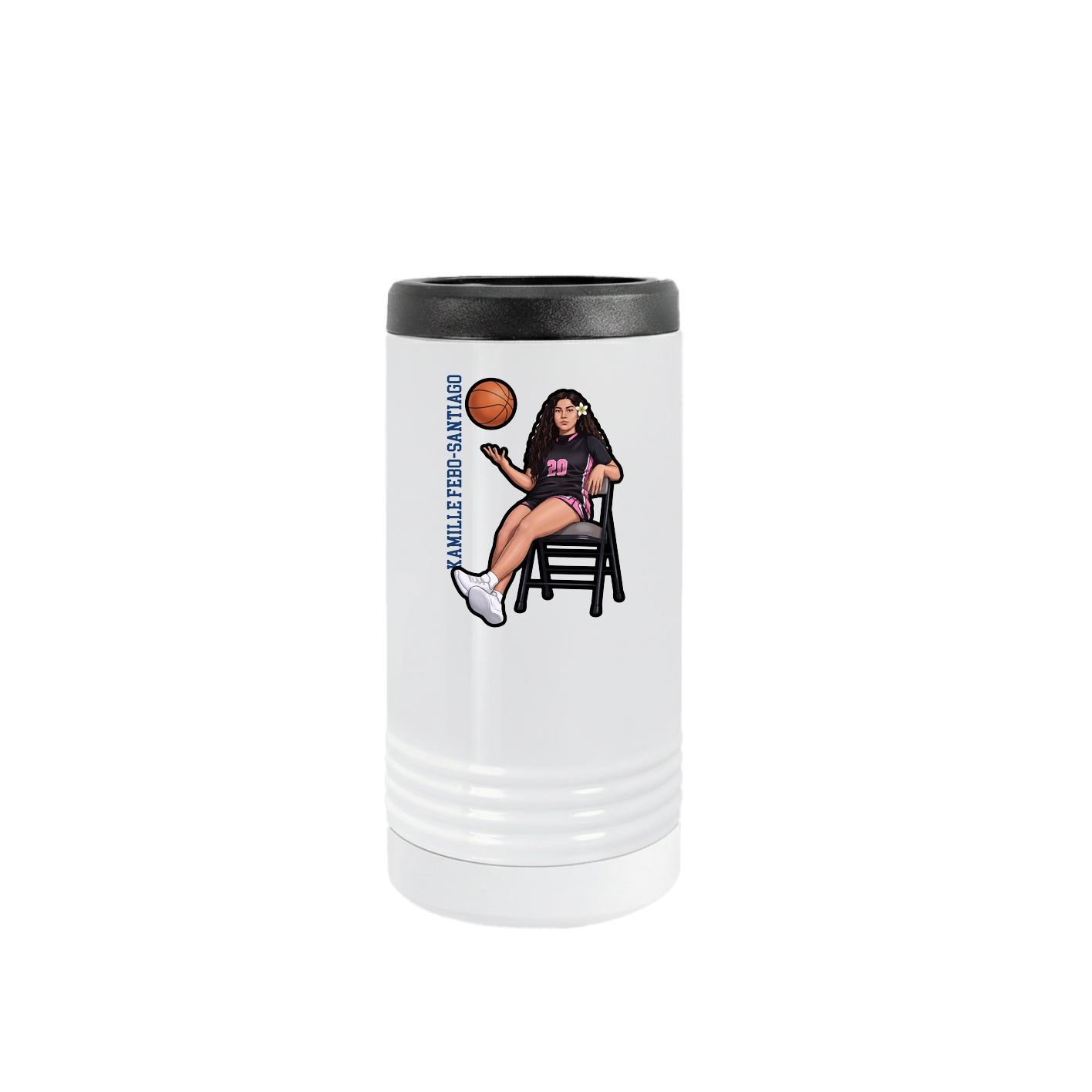 Slim Beverage Holder — Name Vertical in White