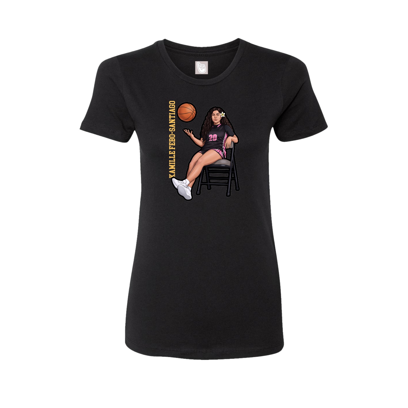 Fitted Women's Tee — Name Vertical in Black