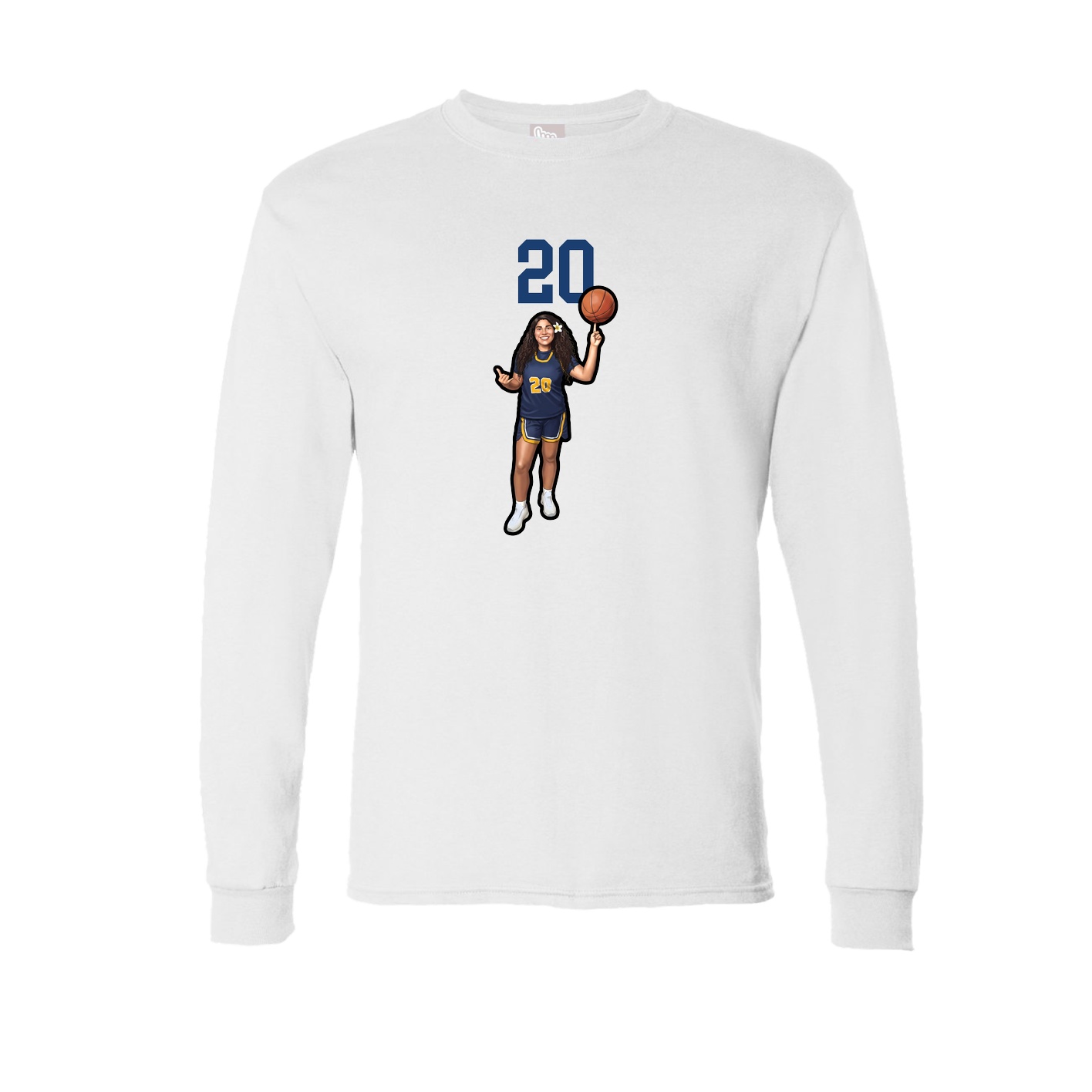Long Sleeve Tee — Number Top in White
