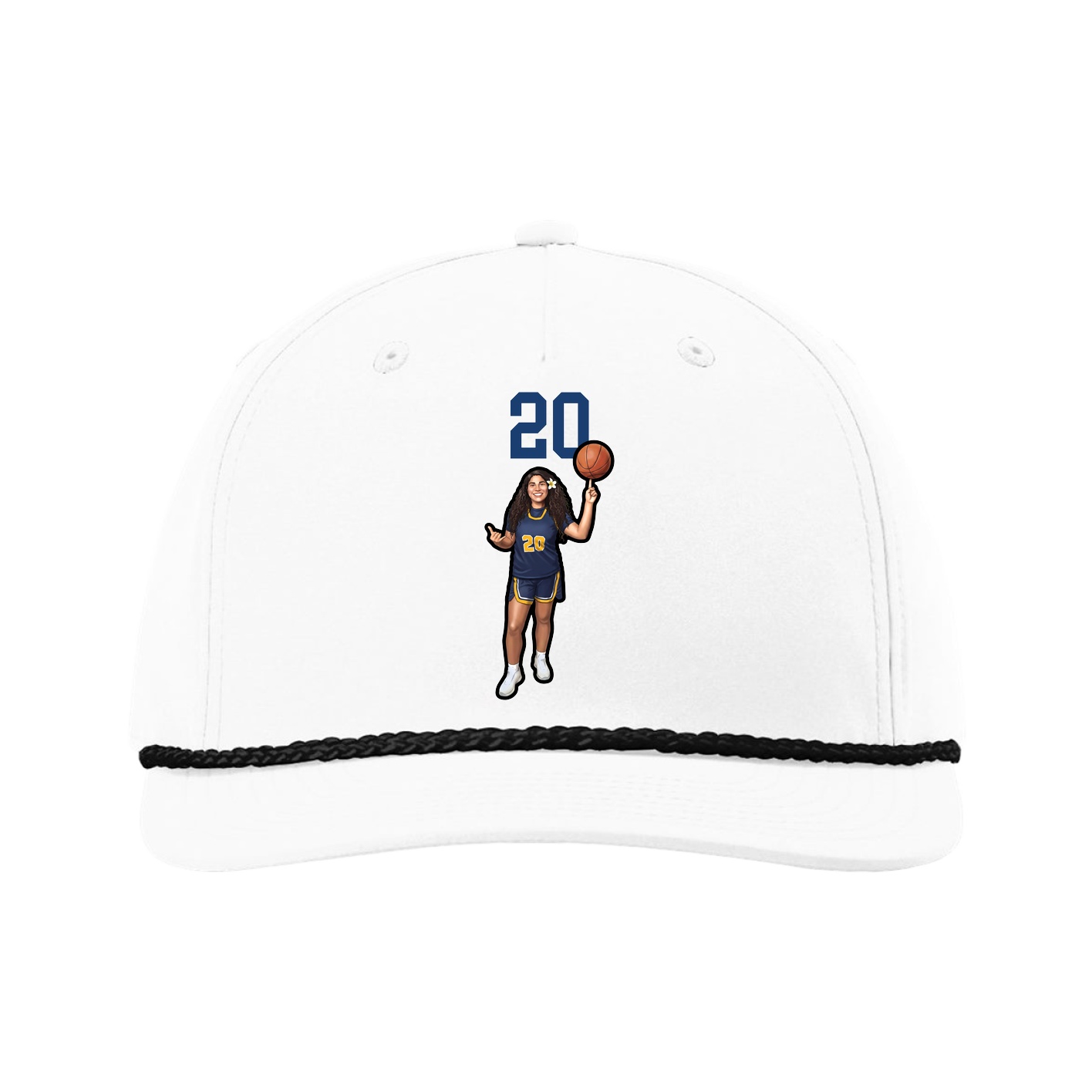 Five-Panel Classic Rope Cap — Number Top in White