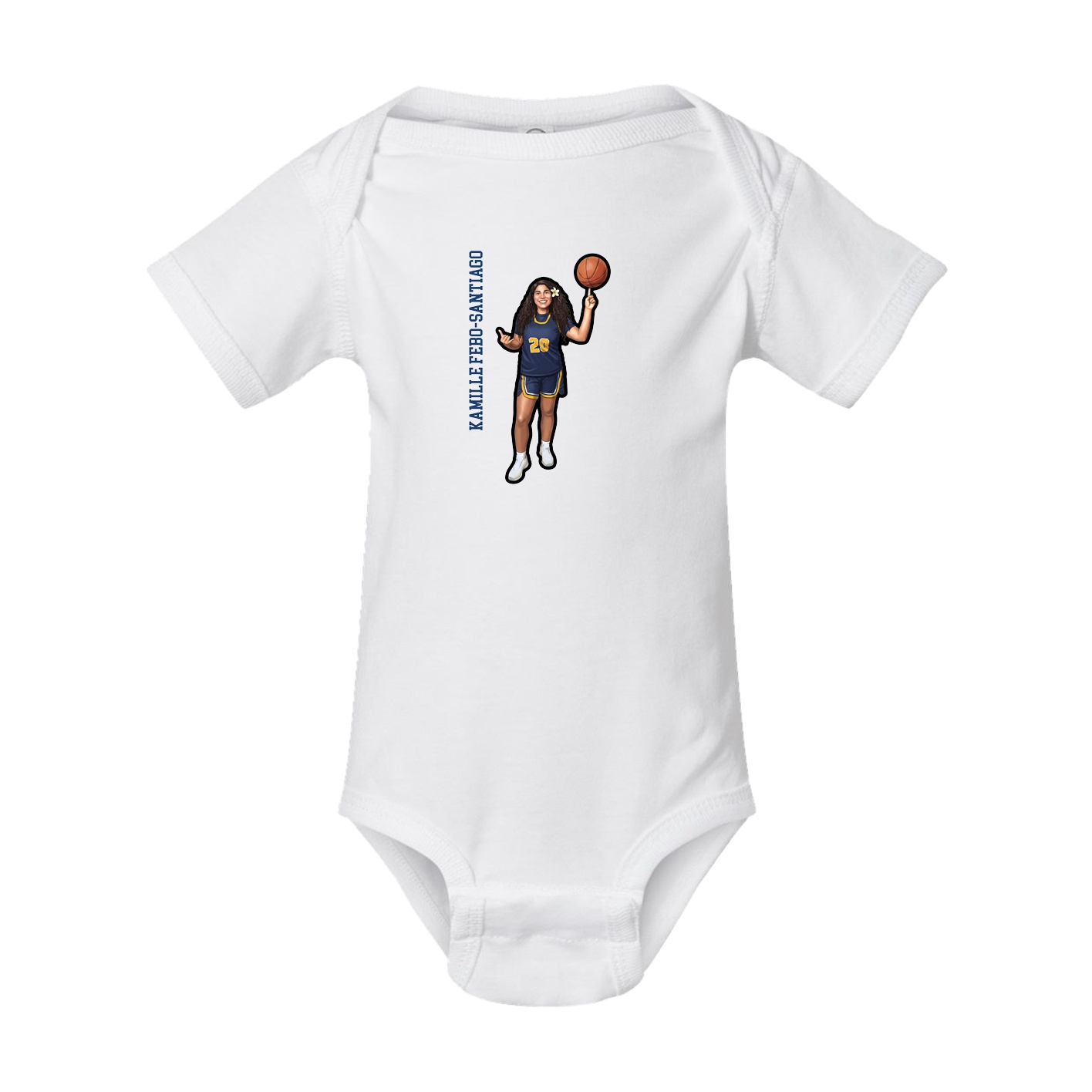 Baby Onesie — Name Vertical in White