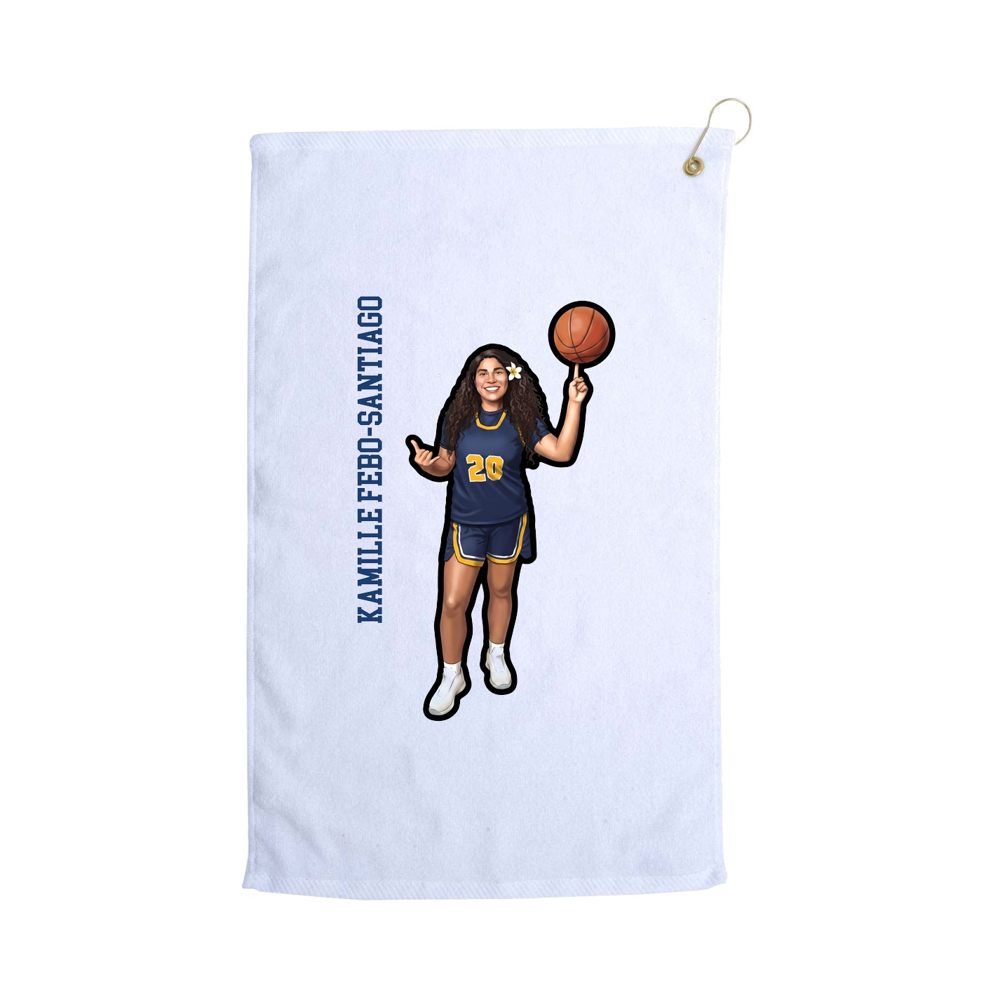 Golf Towel — Name Vertical in White