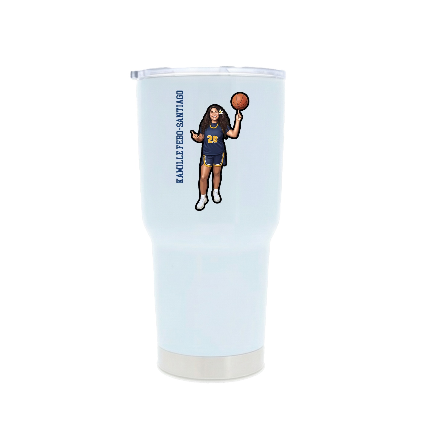 30oz Stainless Steel Tumbler — Name Vertical in White