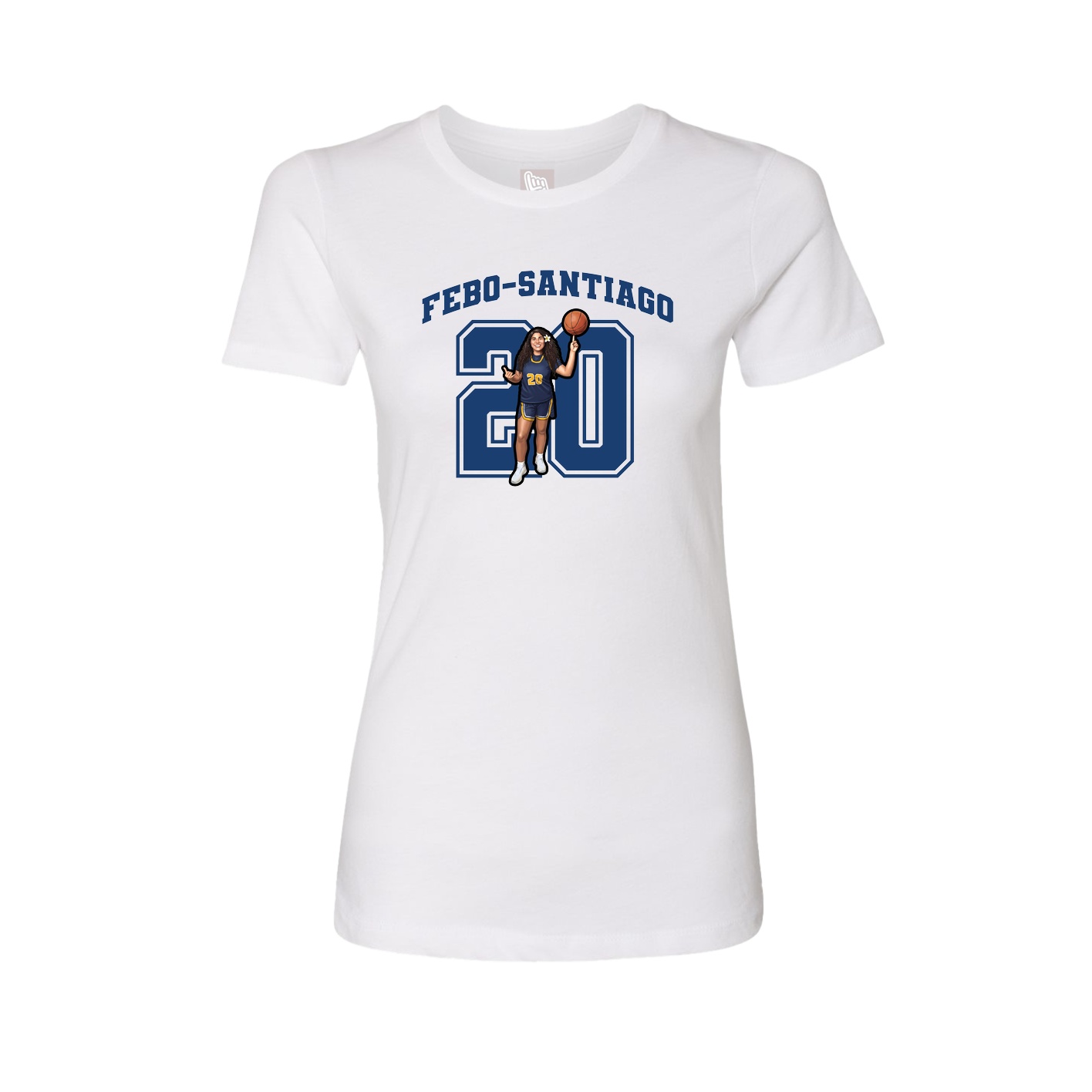 Fitted Women's Tee — Number in White