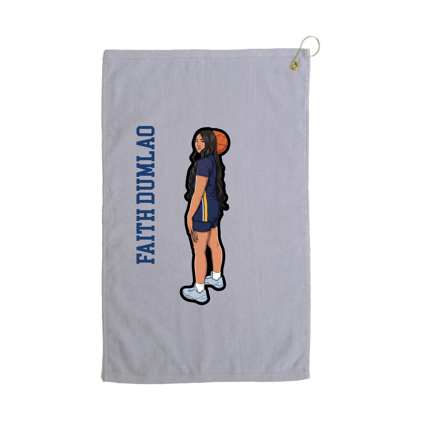 Golf Towel — Name Vertical in Grey