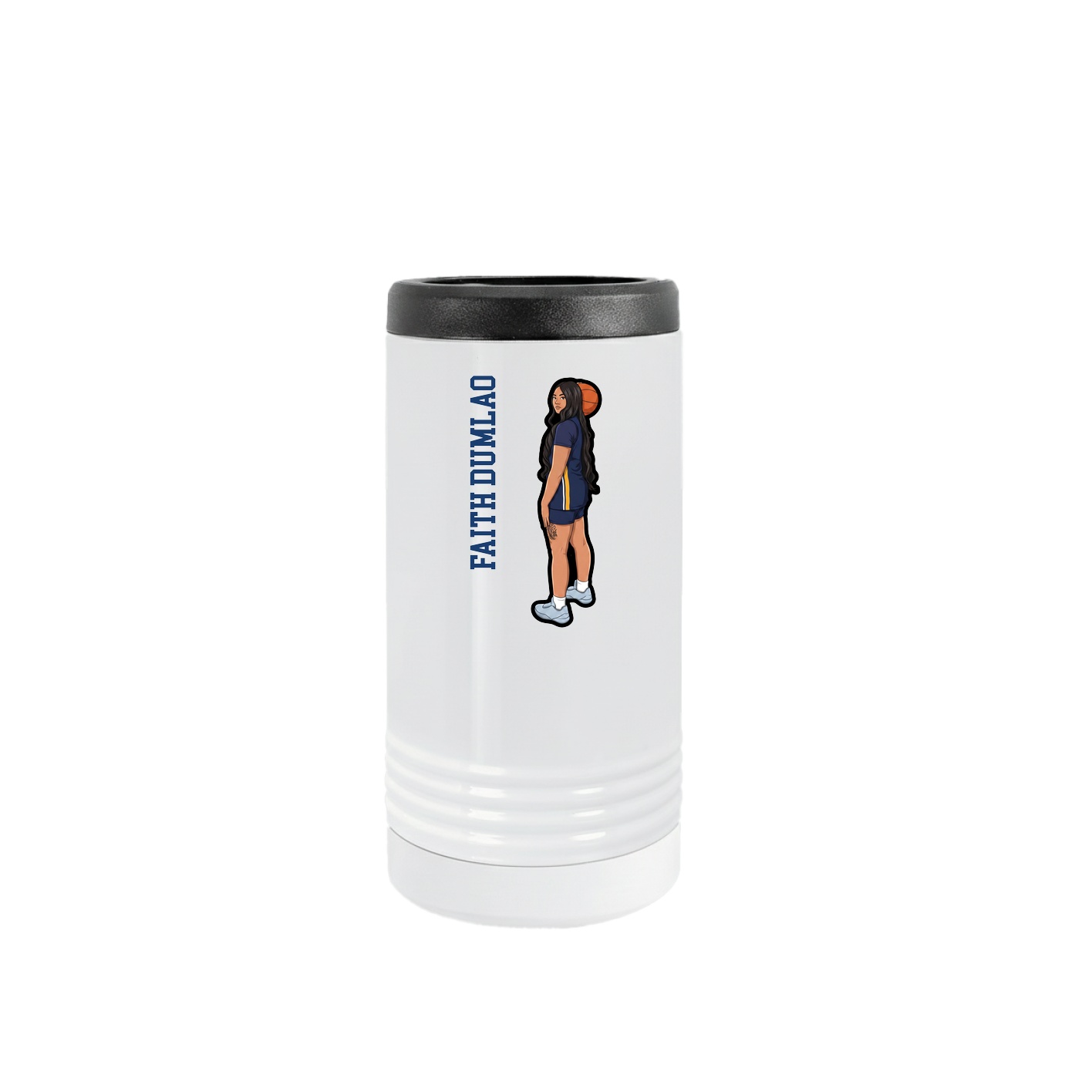 Slim Beverage Holder — Name Vertical in White