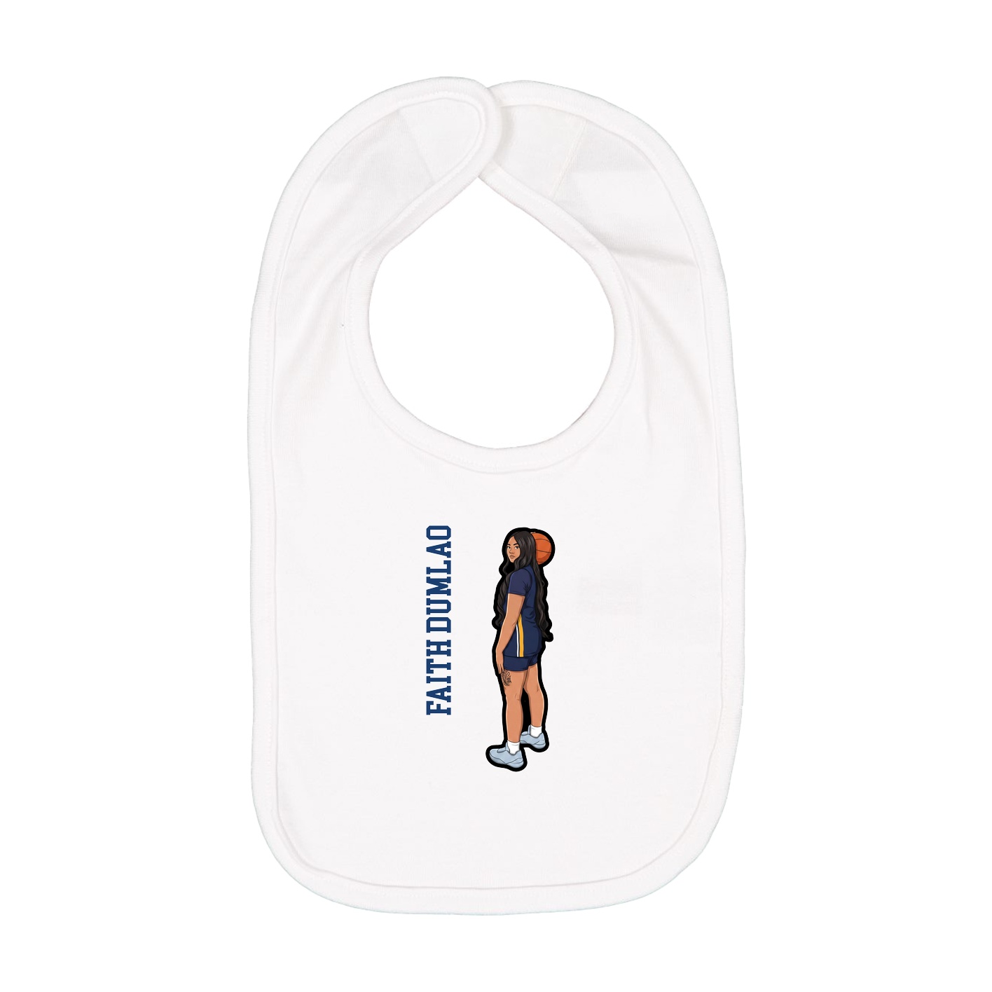 Infant Bib — Name Vertical in White