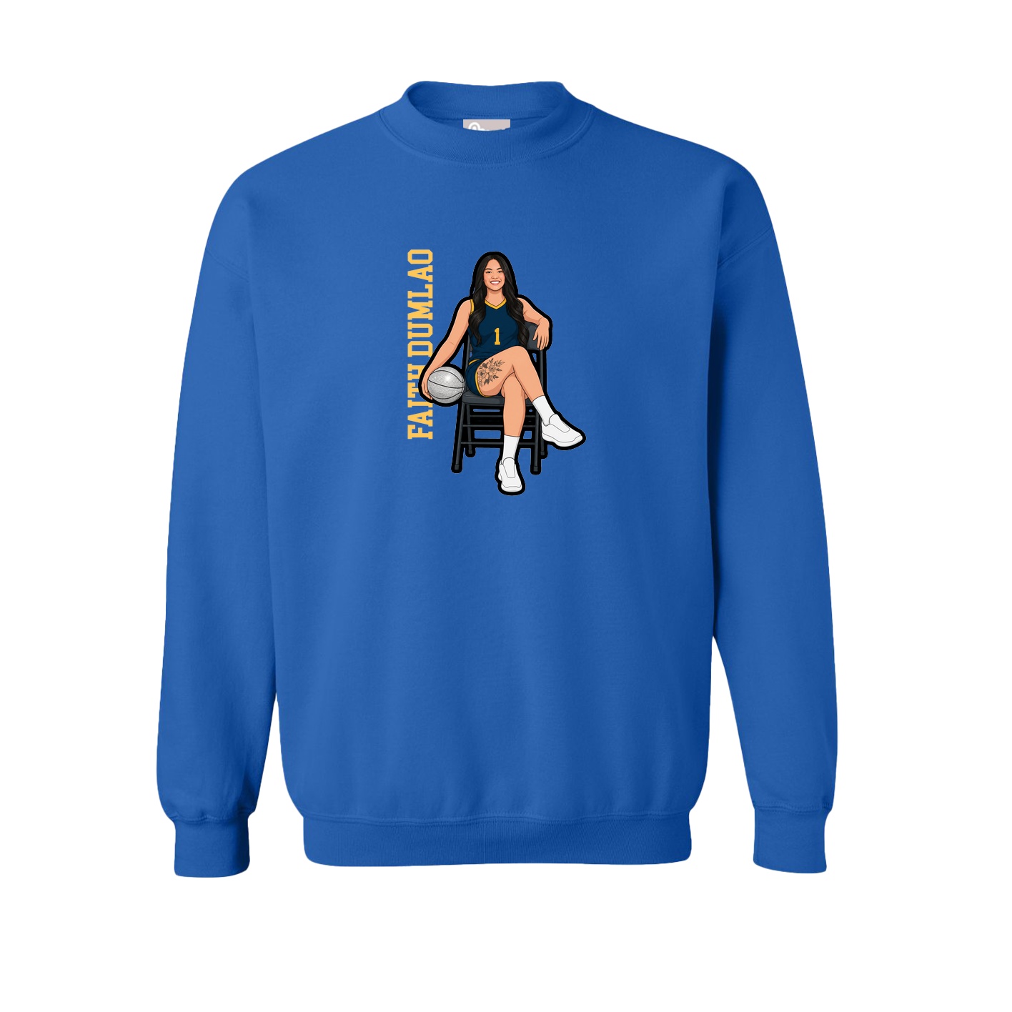 Fleece Crew — Name Vertical in Royal