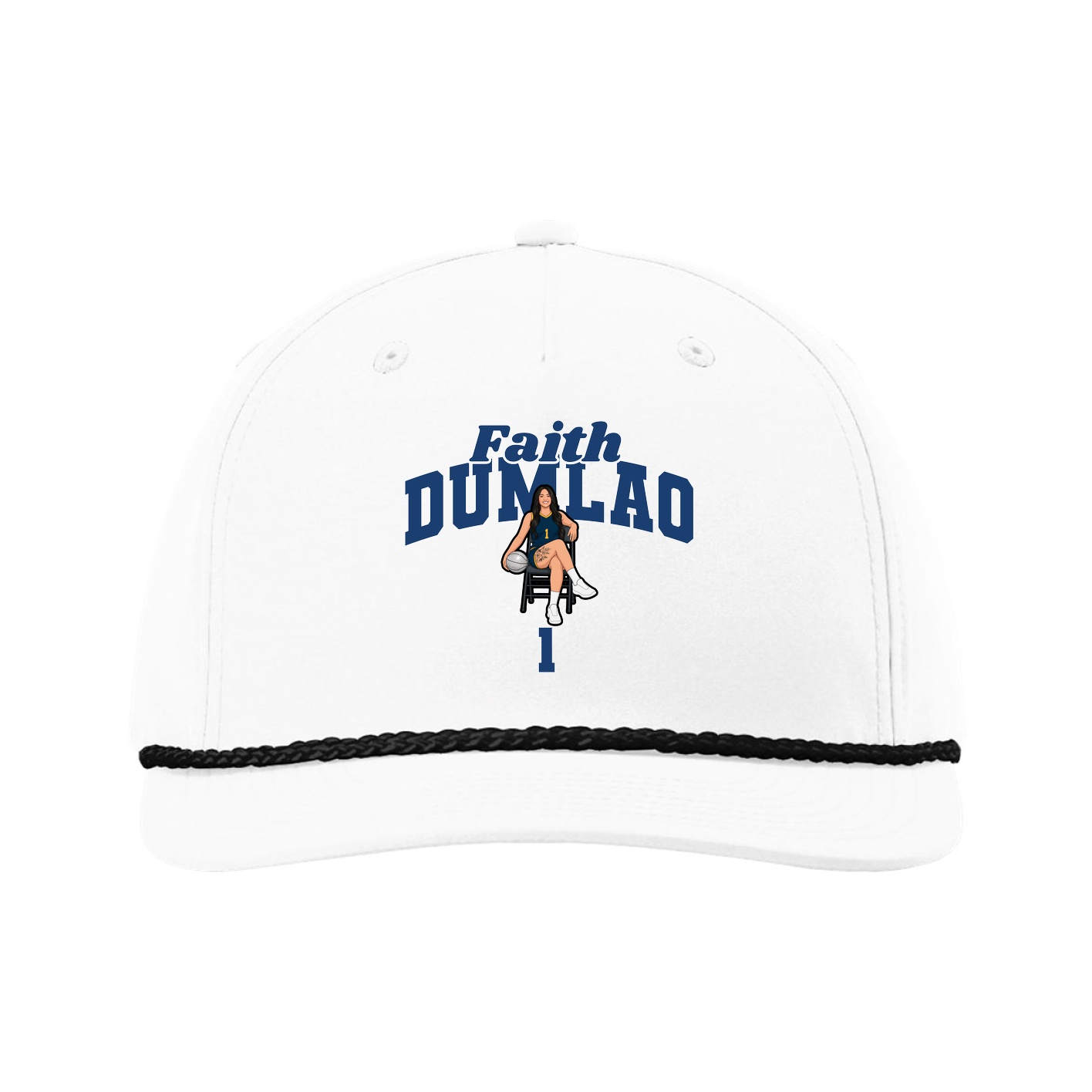 Five-Panel Classic Rope Cap — Signature Arch in White