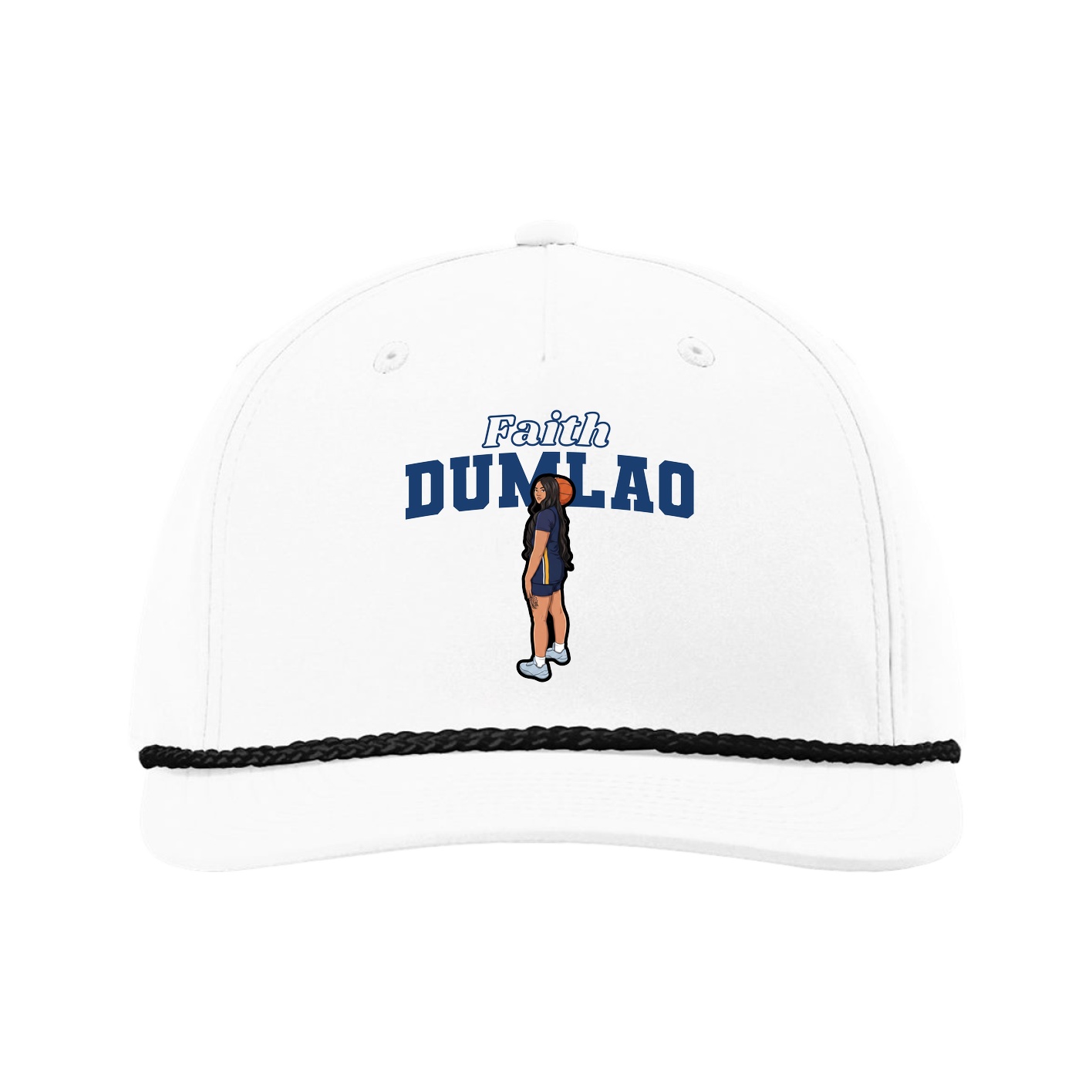 Five-Panel Classic Rope Cap — Name Arch in White