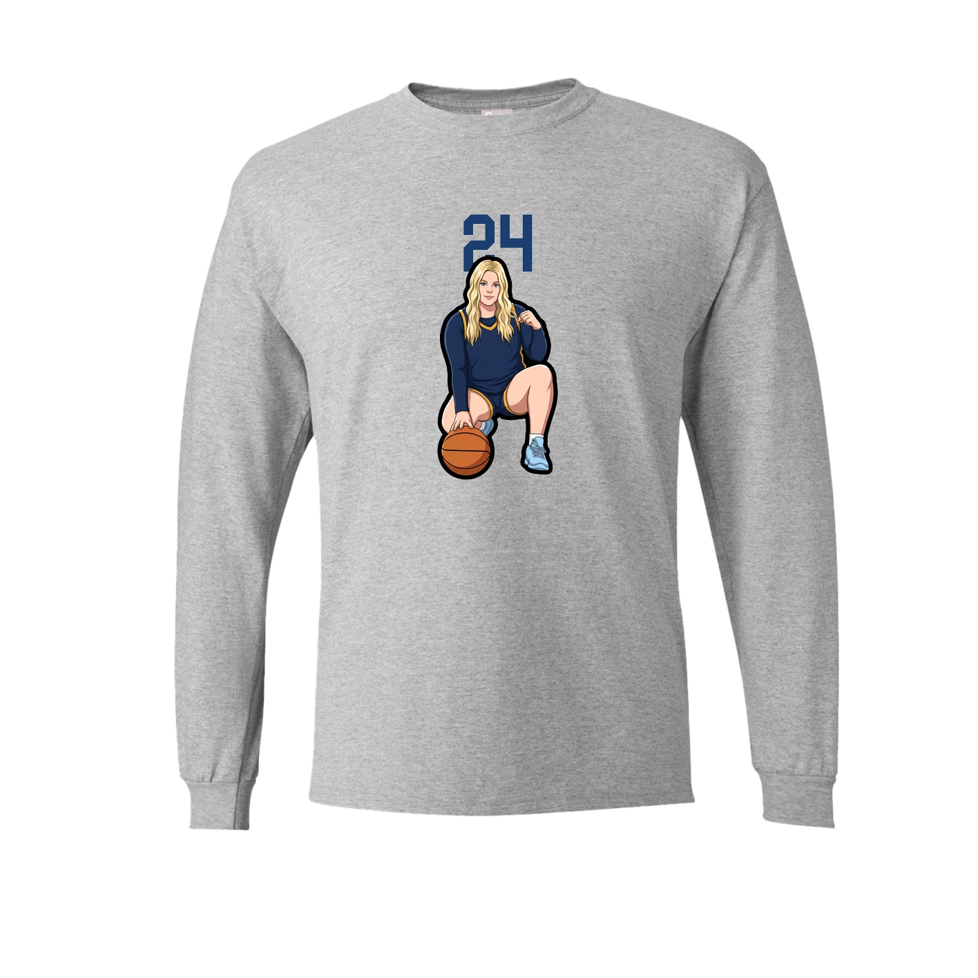 Long Sleeve Tee — Number Top in Grey