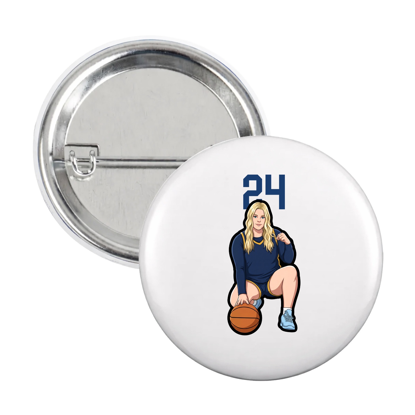 Game Day Button — Number Top in White