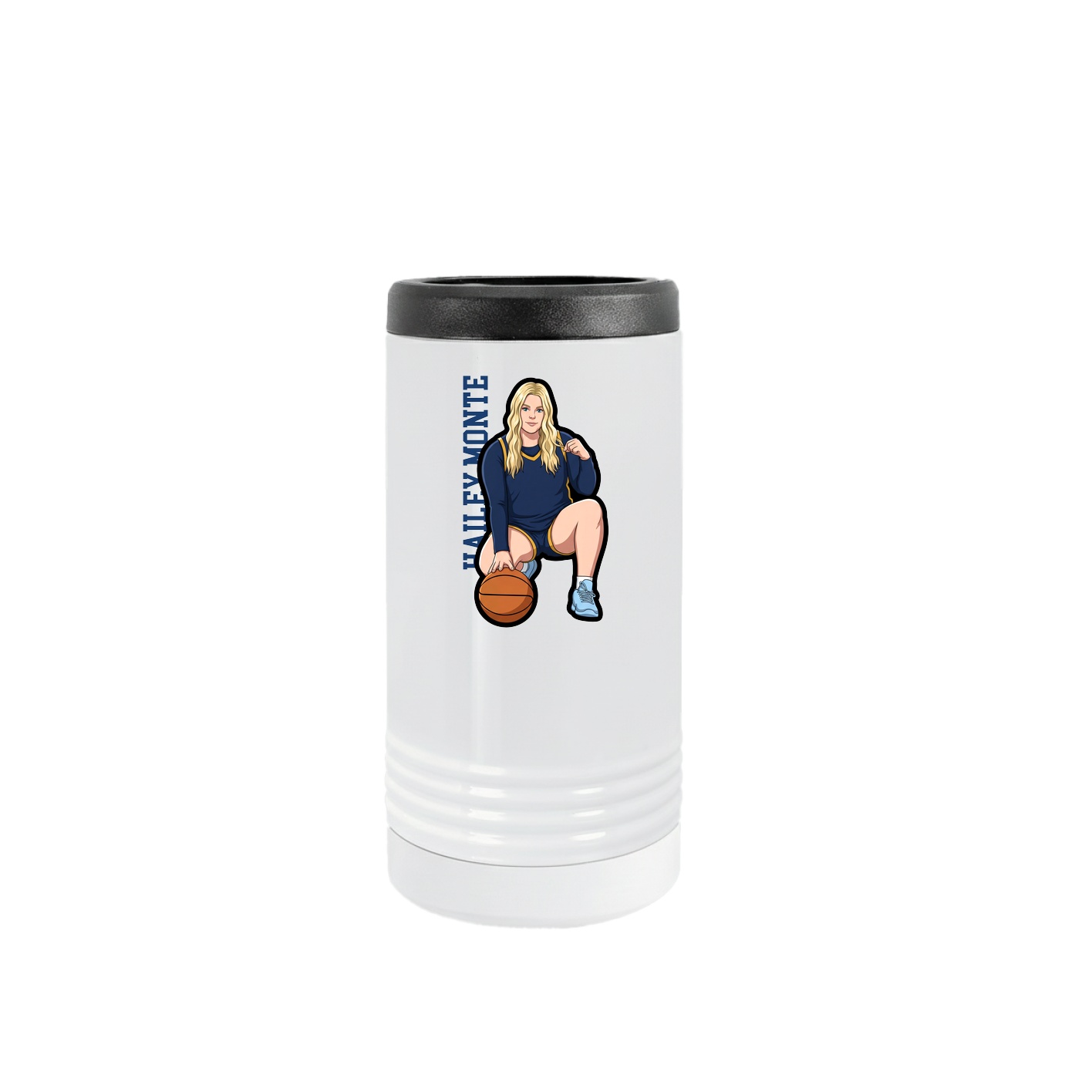 Slim Beverage Holder — Name Vertical in White