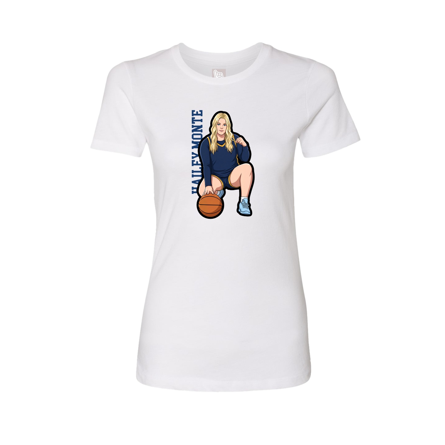Fitted Women's Tee — Name Vertical in White