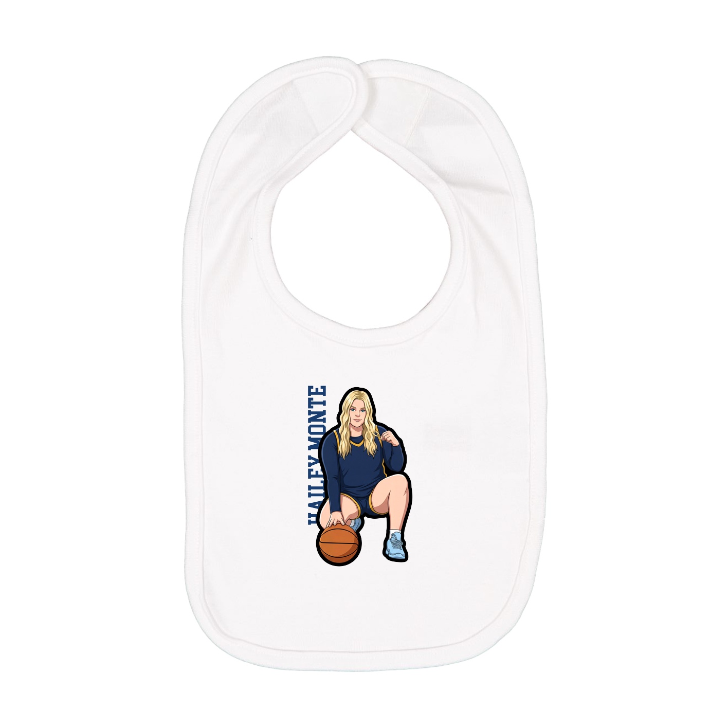 Infant Bib — Name Vertical in White