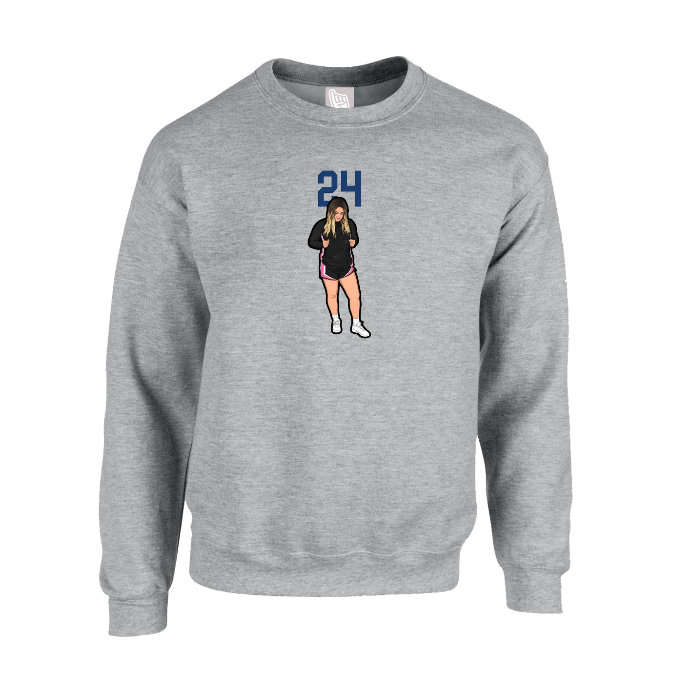 Fleece Crew — Number Top in Grey