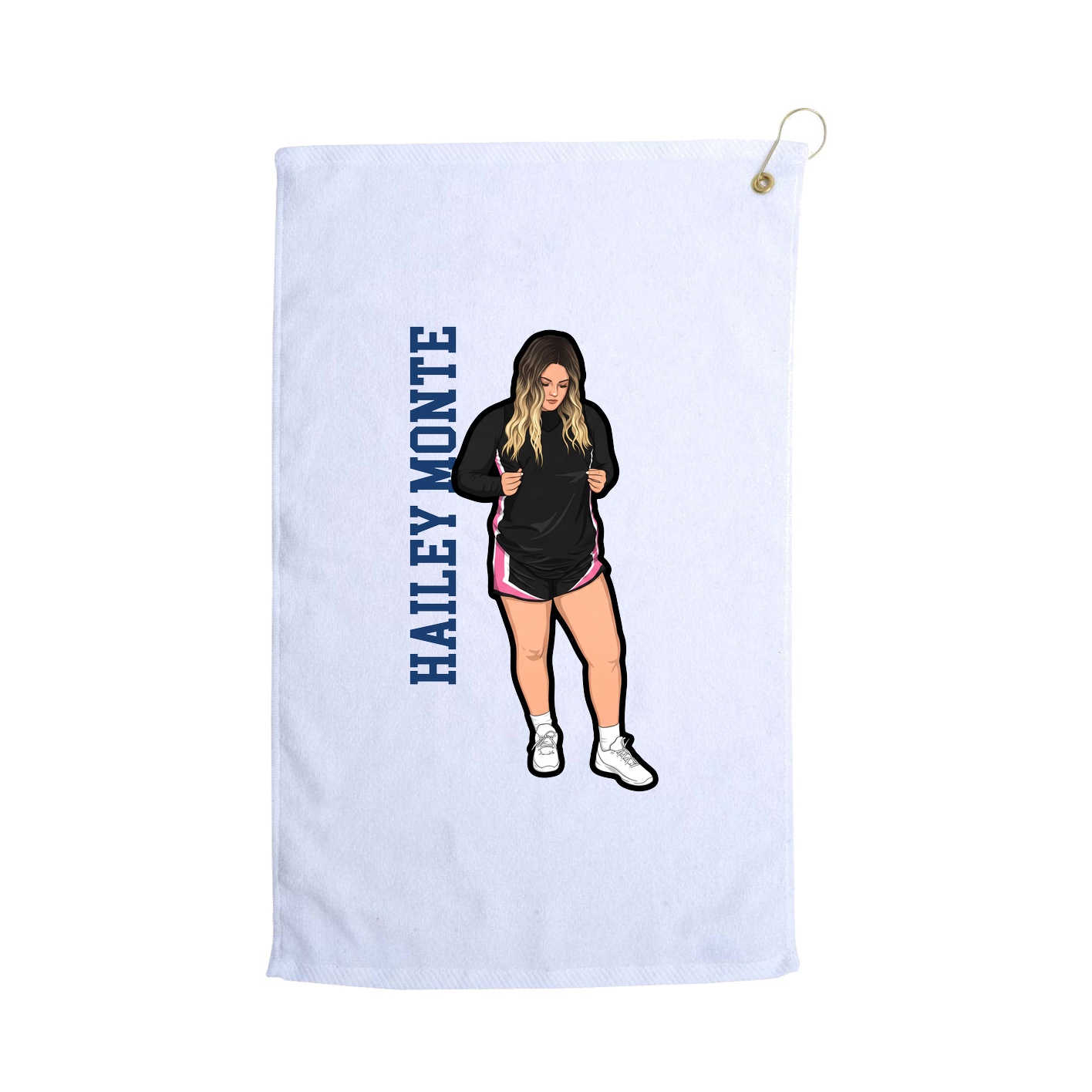 Golf Towel — Name Vertical in White