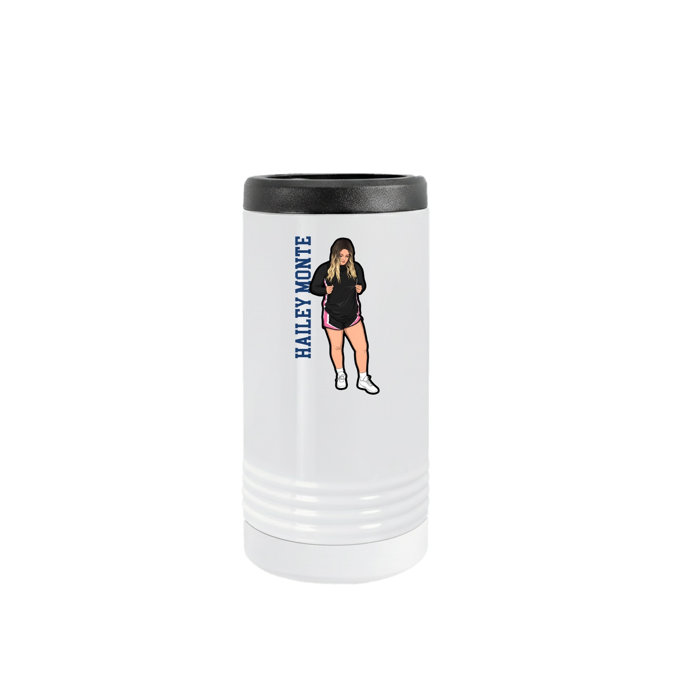 Slim Beverage Holder — Name Vertical in White