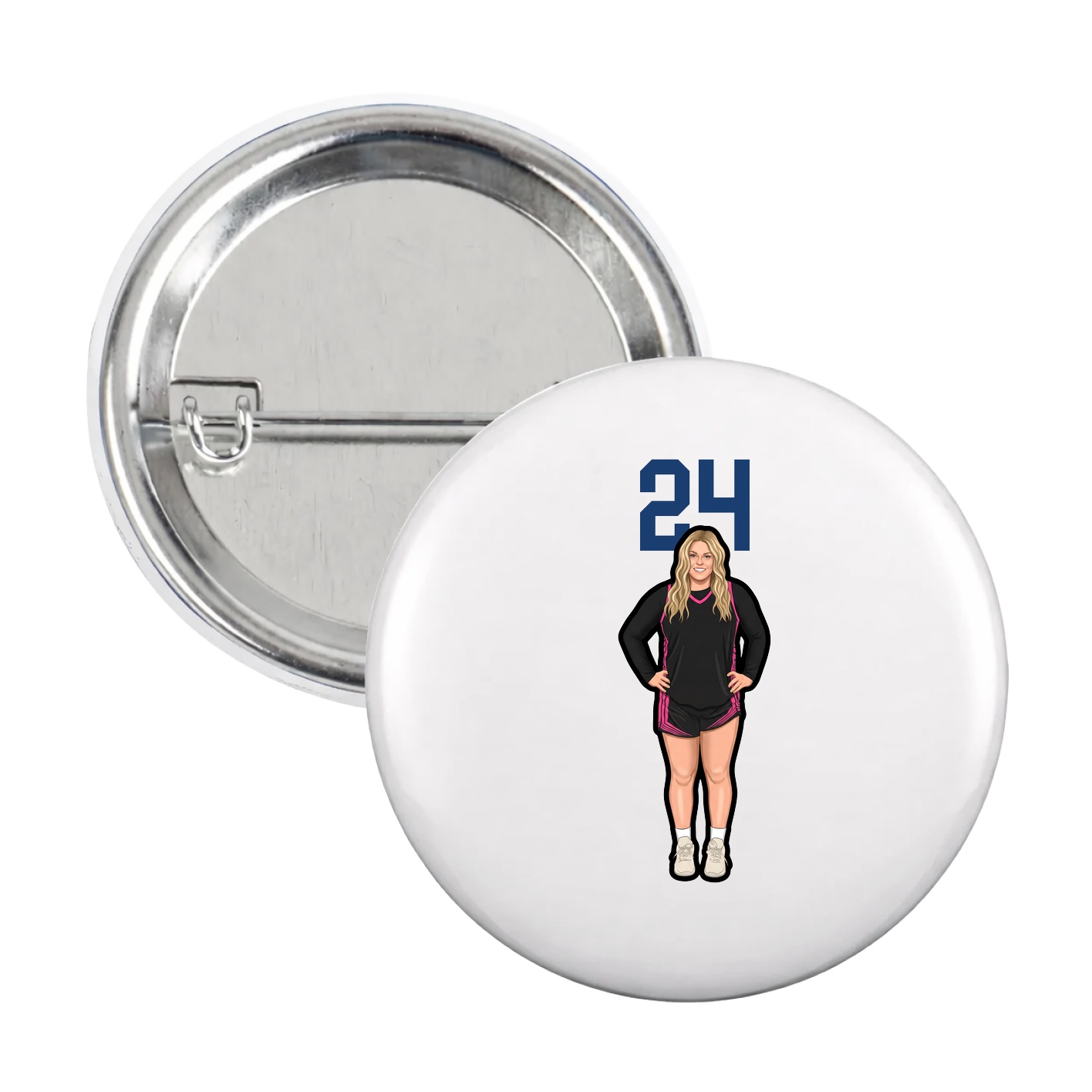 Game Day Button — Number Top in White