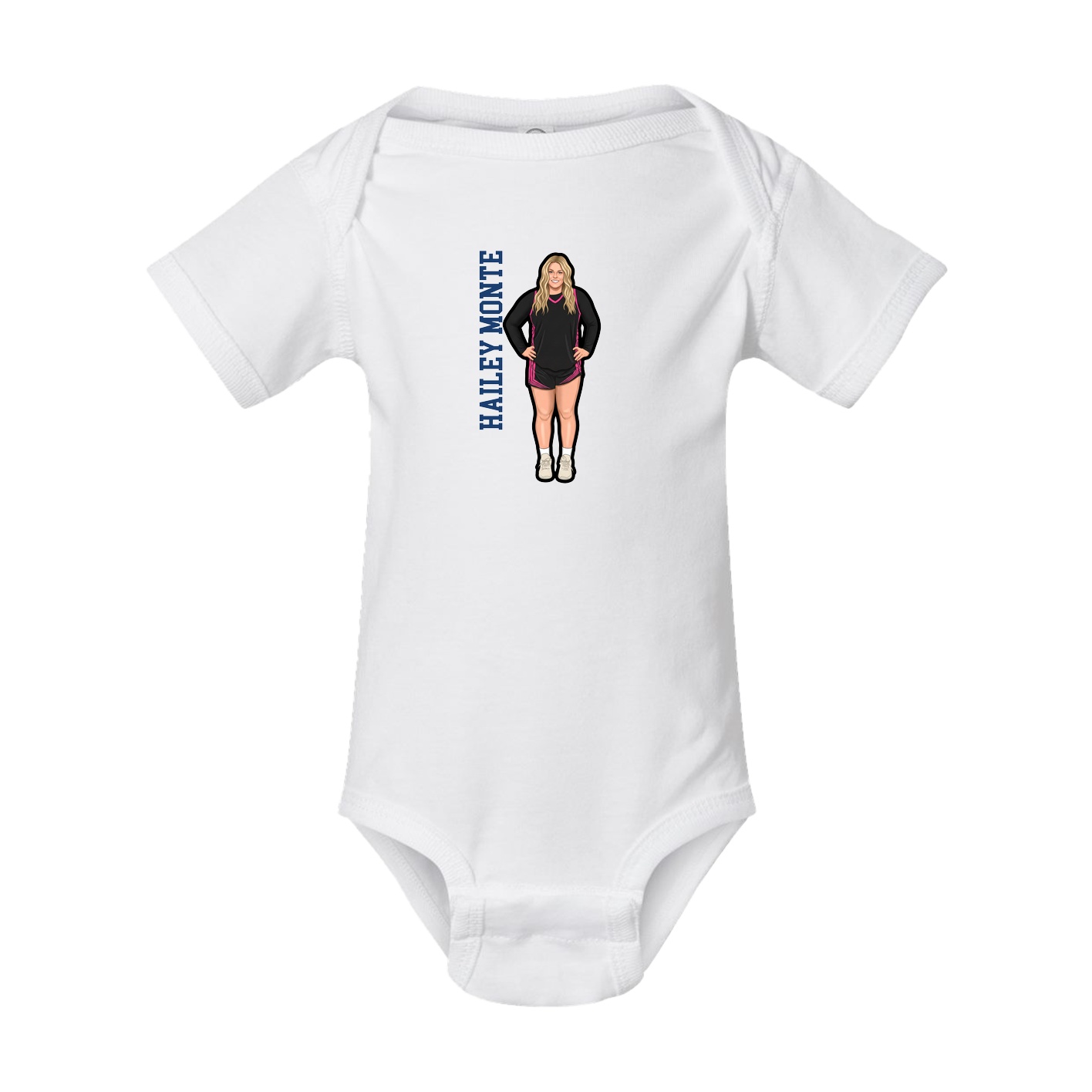 Baby Onesie — Name Vertical in White