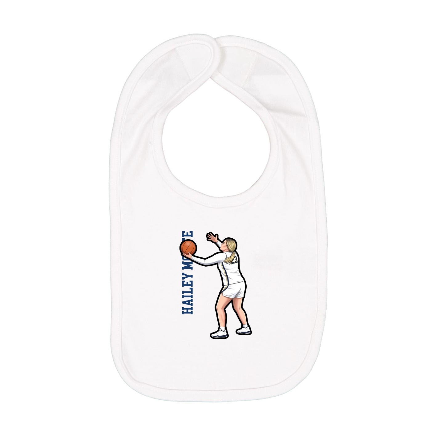 Infant Bib — Name Vertical in White