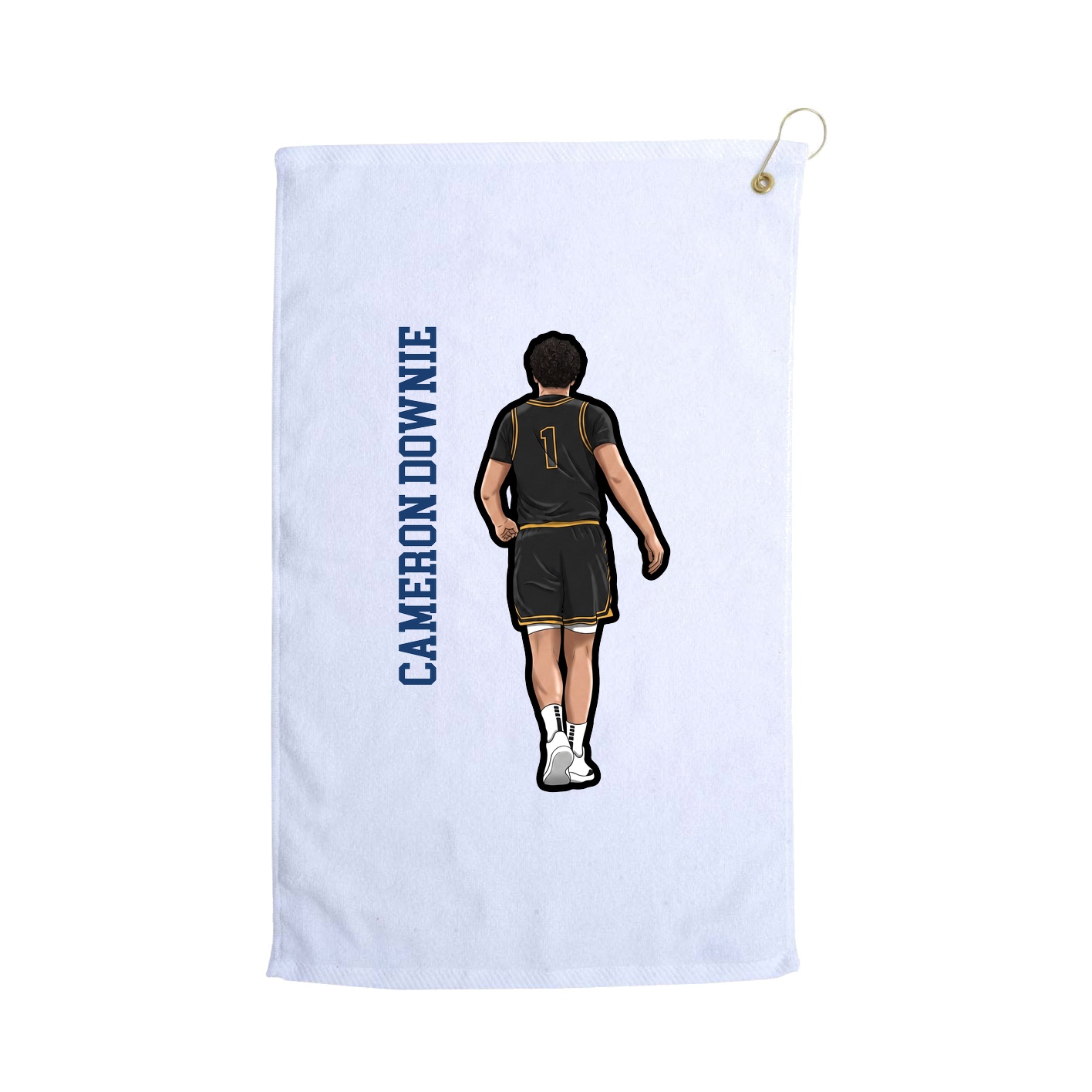 Golf Towel — Name Vertical in White