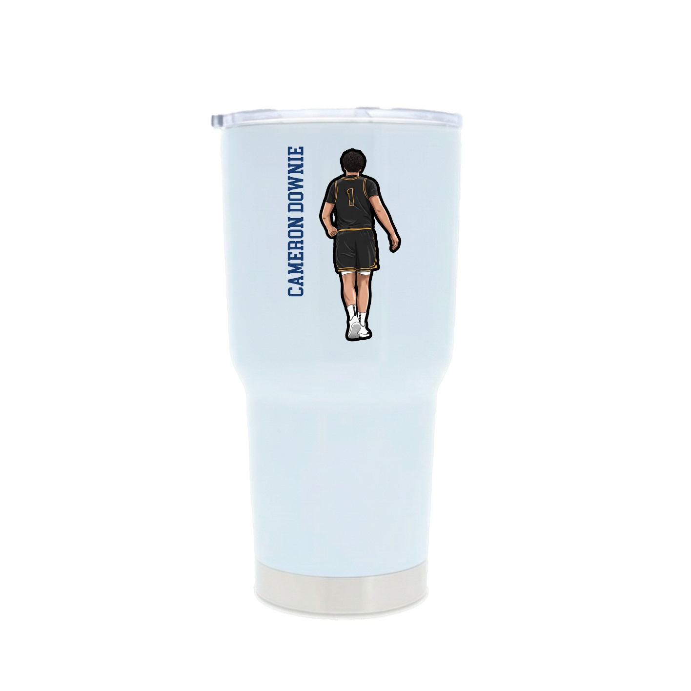 30oz Stainless Steel Tumbler — Name Vertical in White