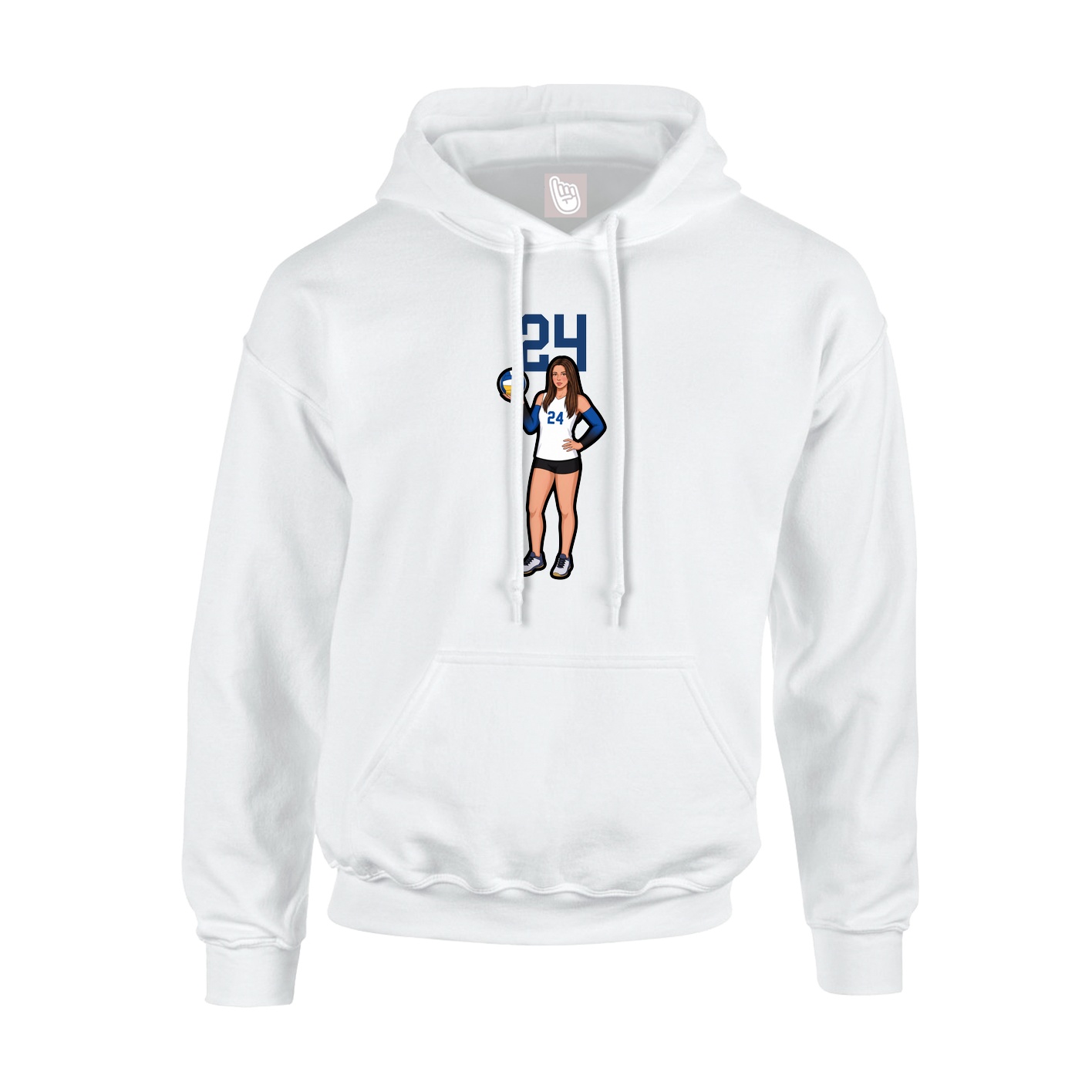 Youth Hoodie — Number Top in White